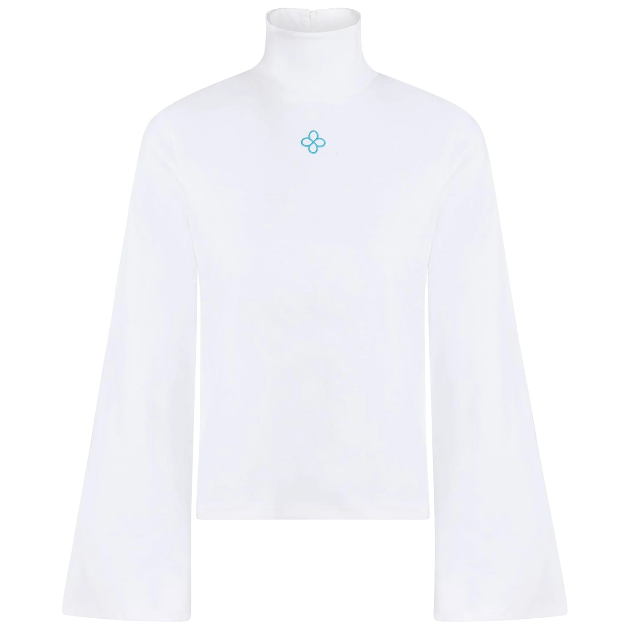 White Organic Cotton High Neck Top