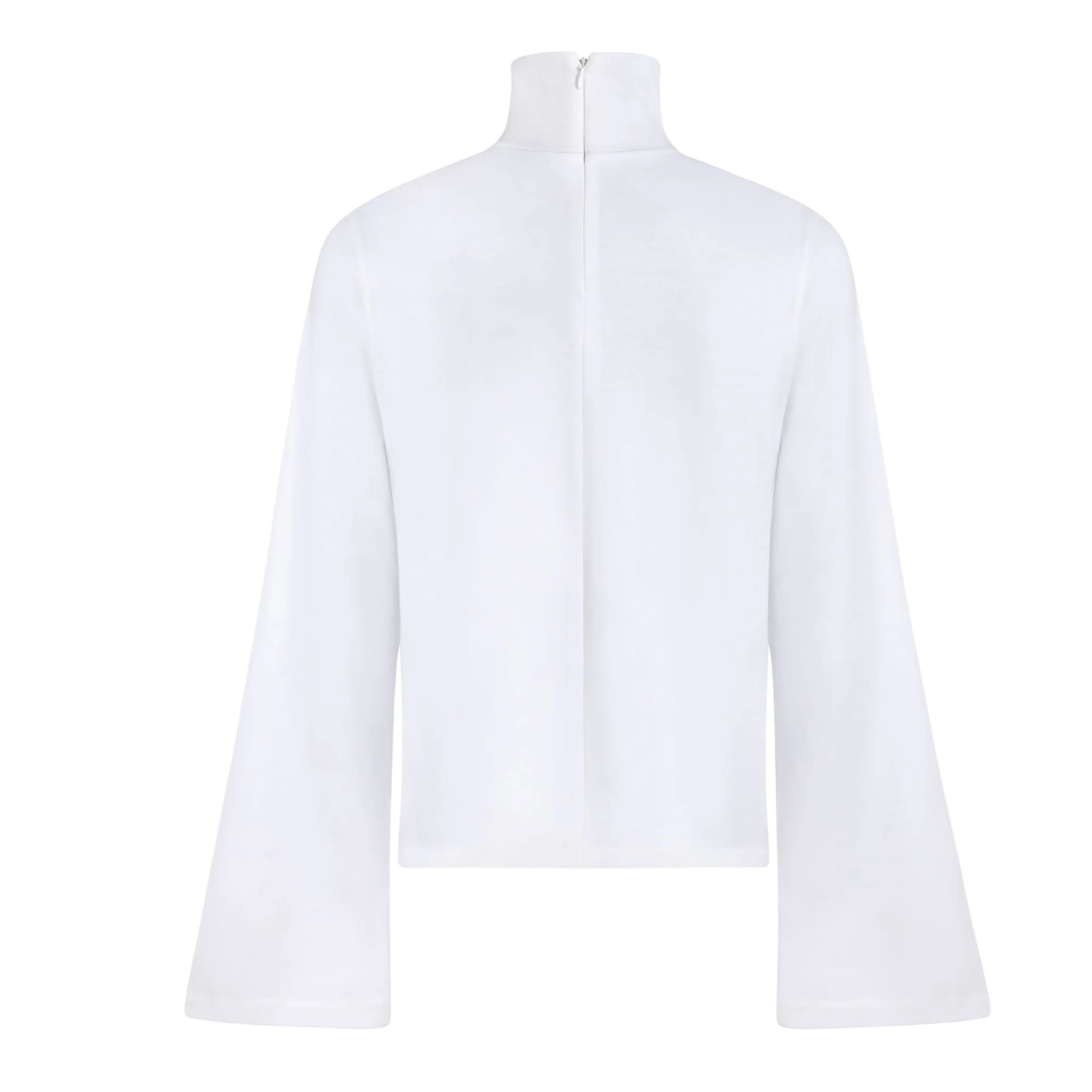 White Organic Cotton High Neck Top - Image 2