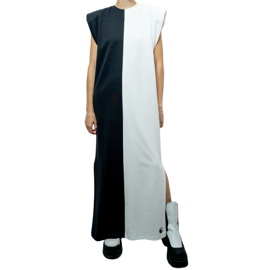 Yin & Yang Sleeveless Two-Tone Dress - Image 3