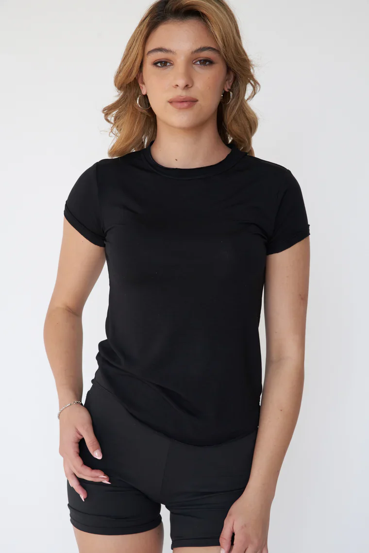 Croft Raw Edge Tee | Black - Image 3