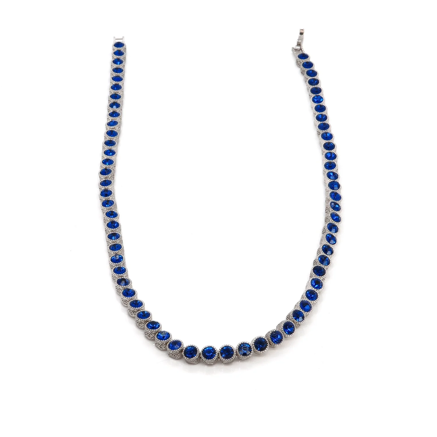 Blue Sapphire Tennis Mystic Silver Necklace - Image 10