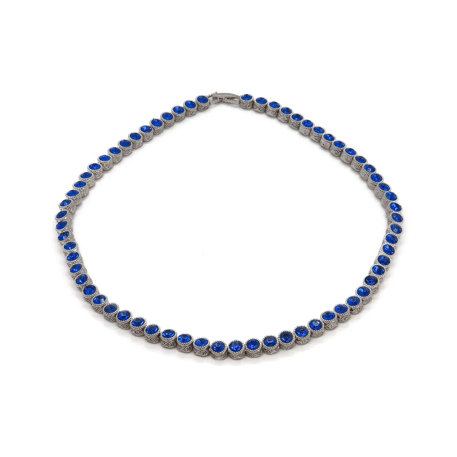 Blue Sapphire Tennis Mystic Silver Necklace - Image 12