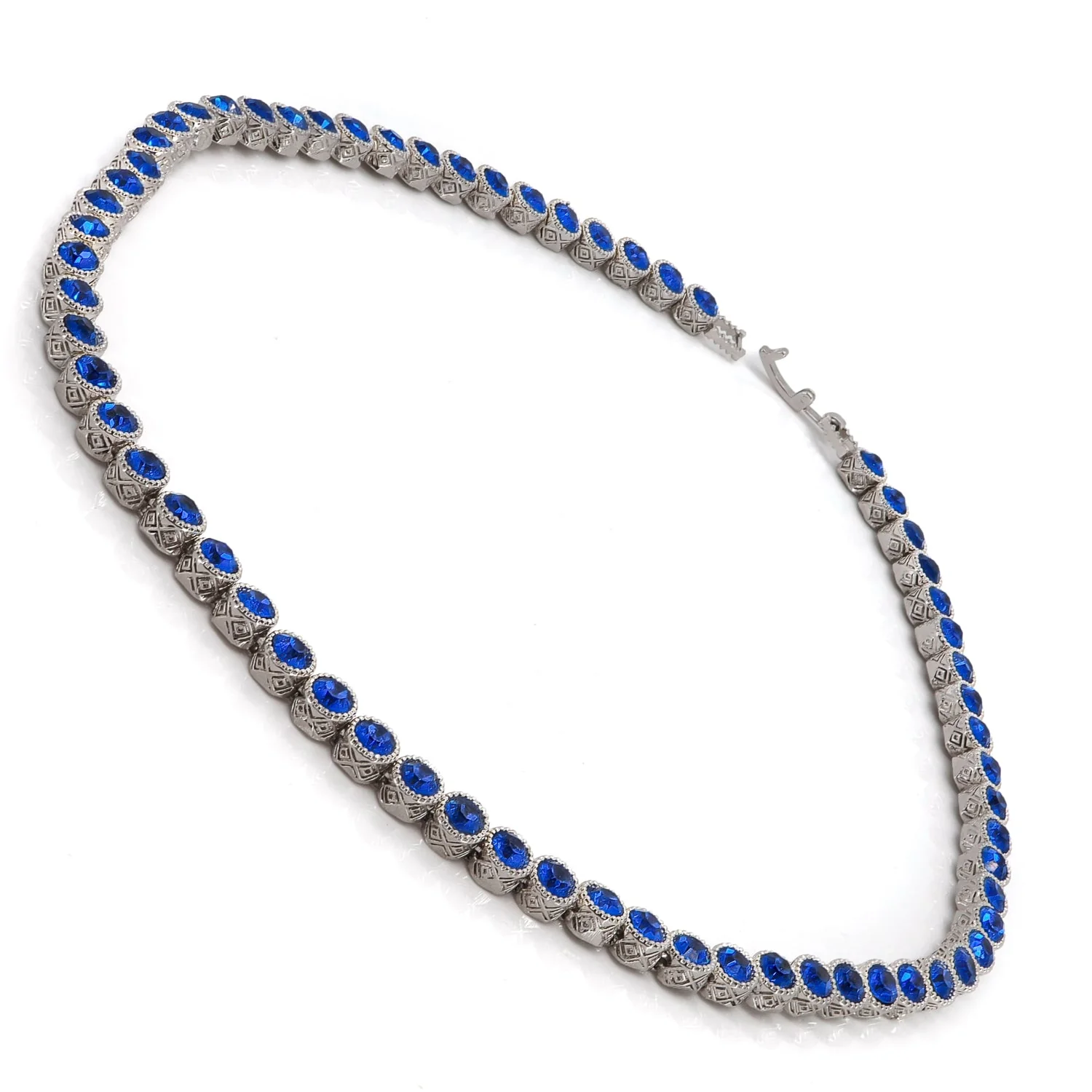 Blue Sapphire Tennis Mystic Silver Necklace - Image 14