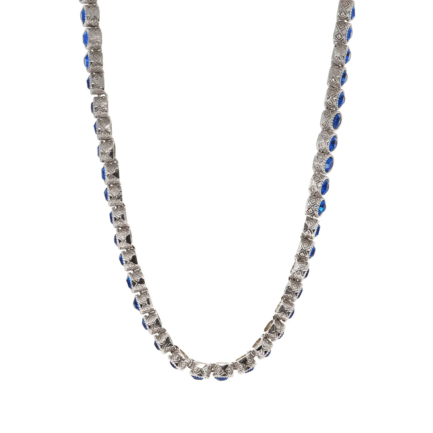 Blue Sapphire Tennis Mystic Silver Necklace - Image 4