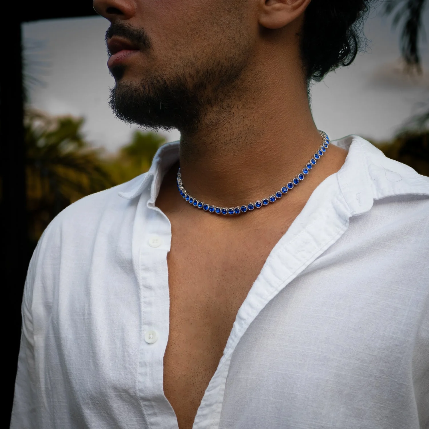 Blue Sapphire Tennis Mystic Silver Necklace - Image 6
