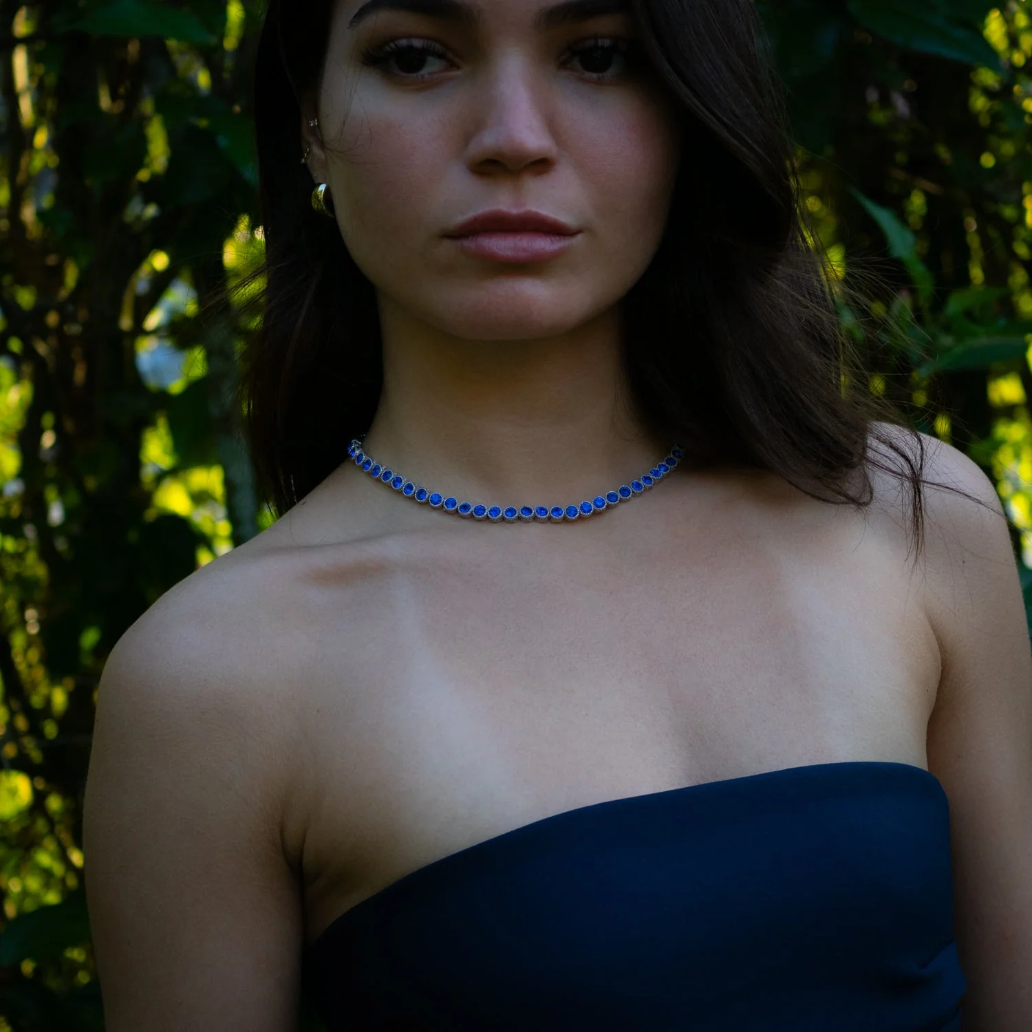Blue Sapphire Tennis Mystic Silver Necklace - Image 7