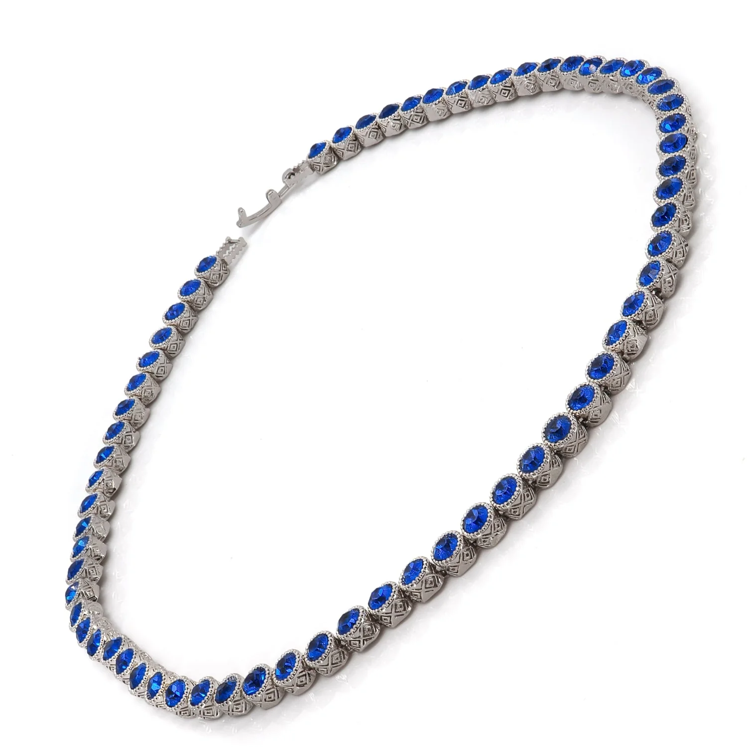 Blue Sapphire Tennis Mystic Silver Necklace - Image 9