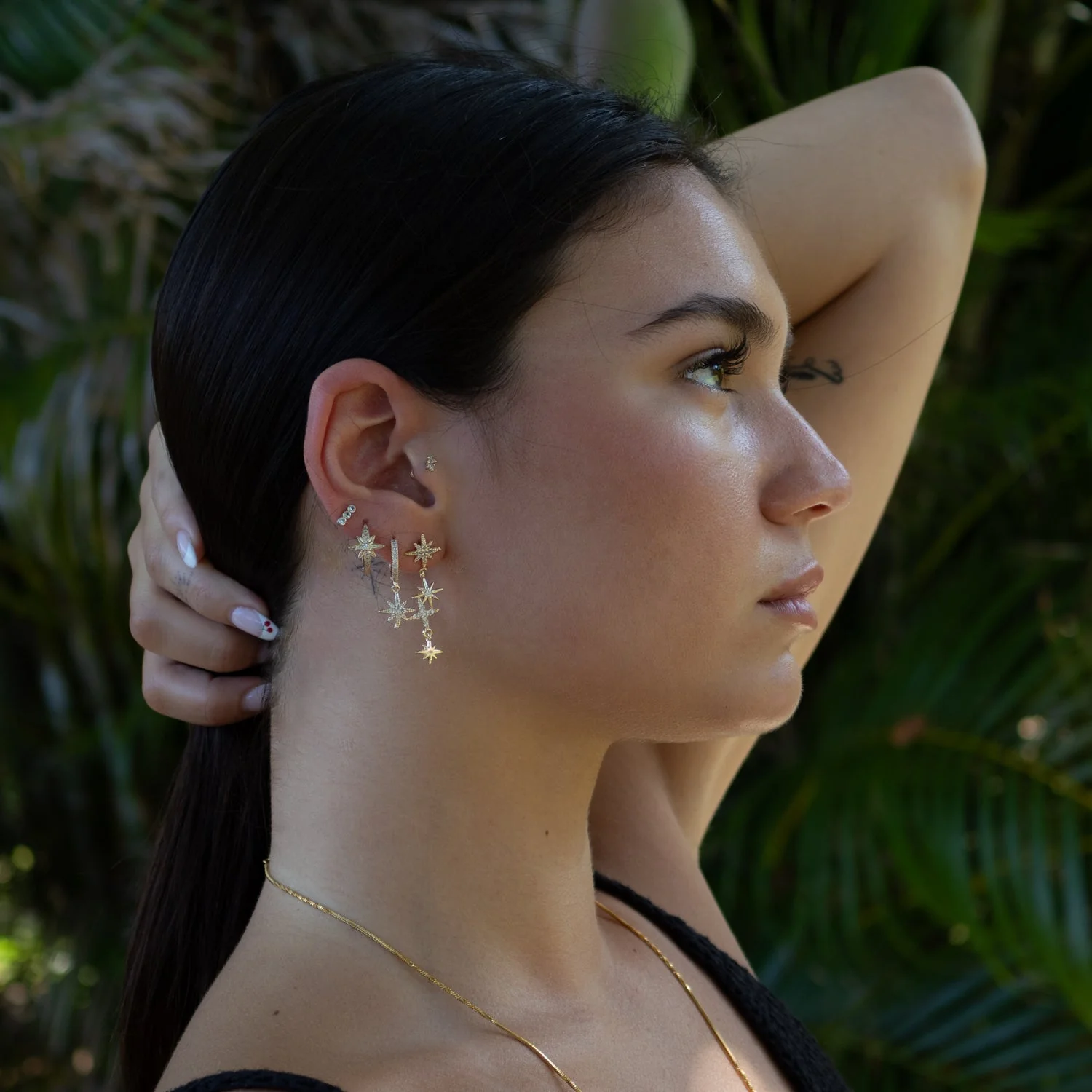 Celestial Trinity Gold & Diamond Earring Set - Image 2