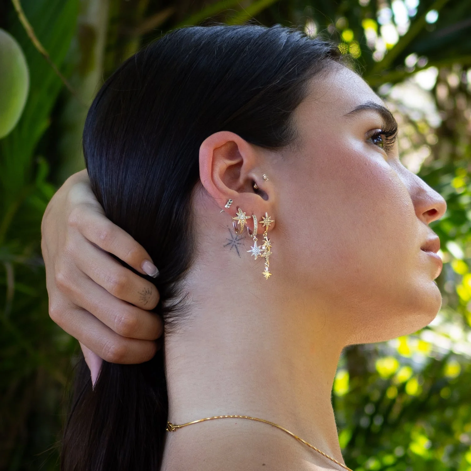 Celestial Trinity Gold & Diamond Earring Set - Image 5