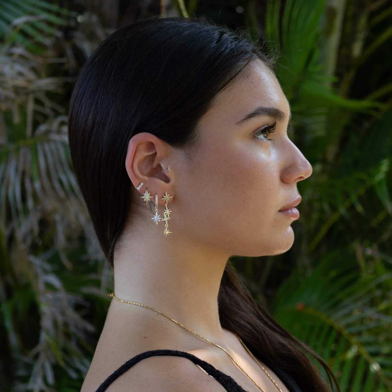 Celestial Trinity Gold & Diamond Earring Set - Image 9