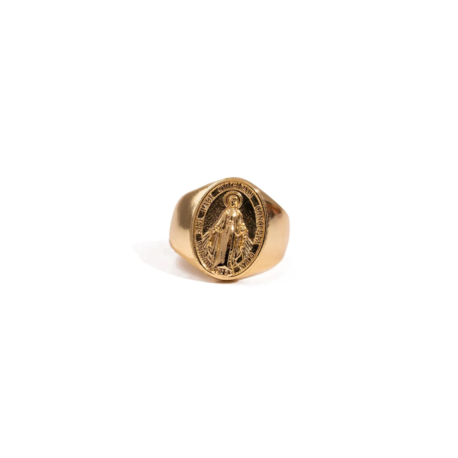 Divine Protection Virgin Mary Gold Vermeil Ring - Image 10