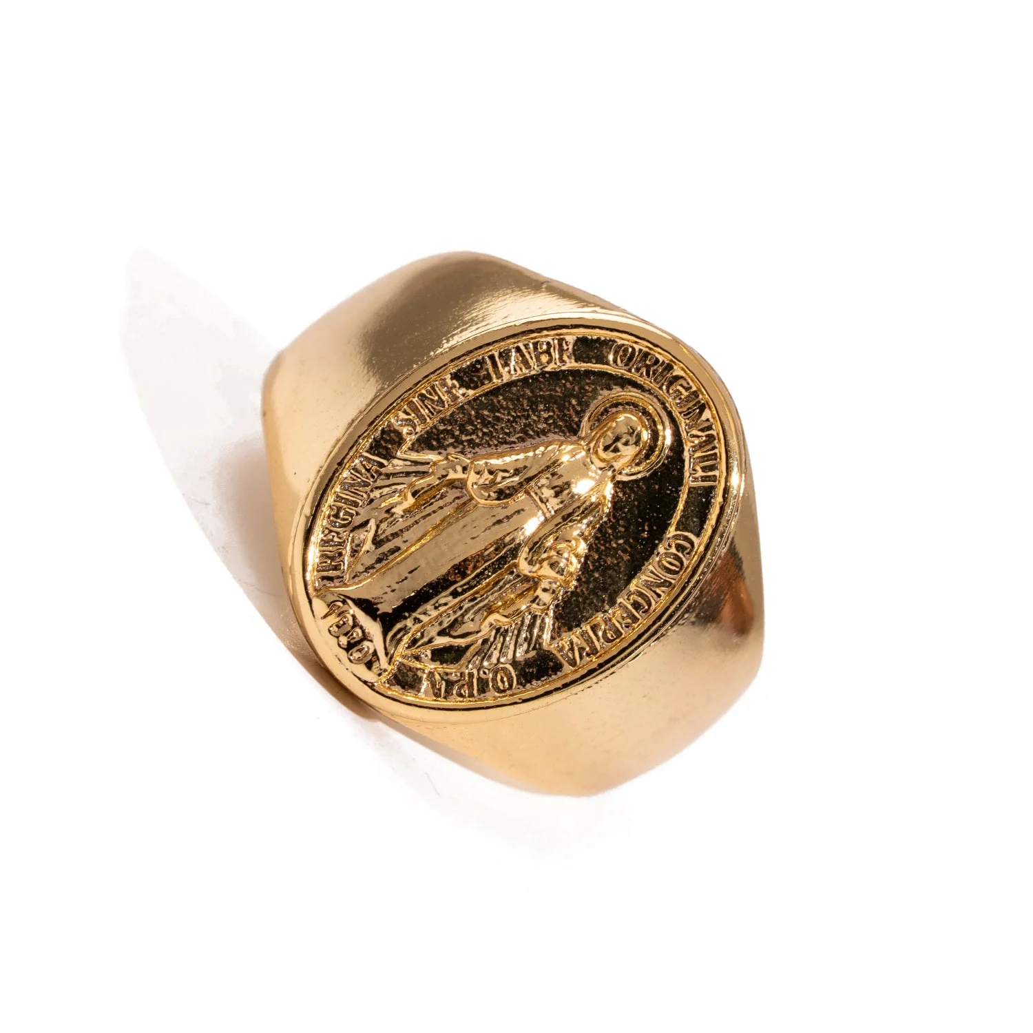 Divine Protection Virgin Mary Gold Vermeil Ring - Image 8
