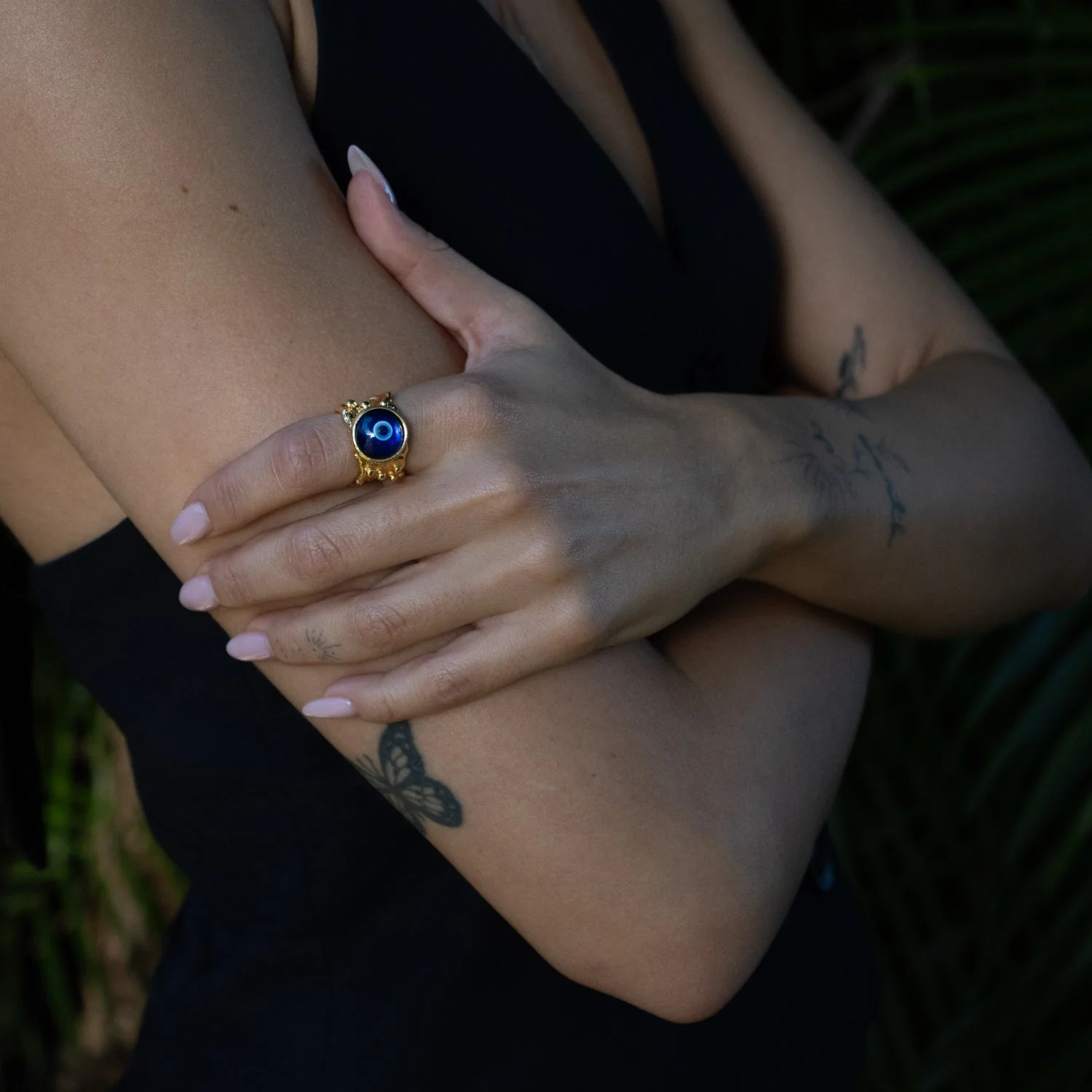 Guardian Evil Eye Adjustable Gold Ring - Image 2