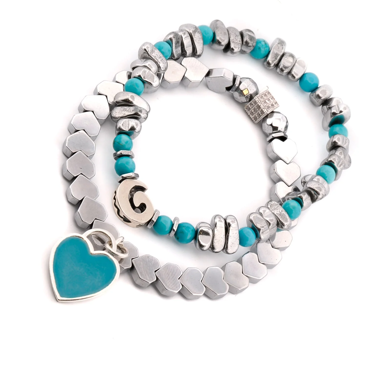 Love Turquoise & Hematite Bracelets - Image 3