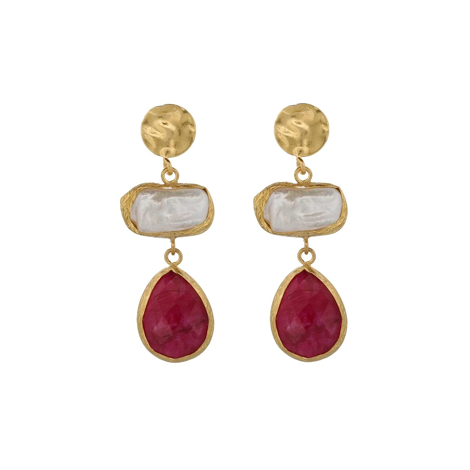 Pearl & Ruby Gemstone Earrings - Image 5