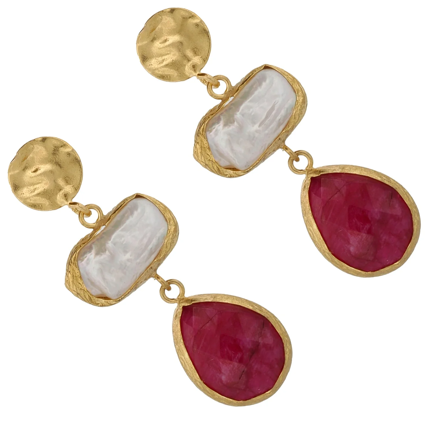 Pearl & Ruby Gemstone Earrings - Image 6