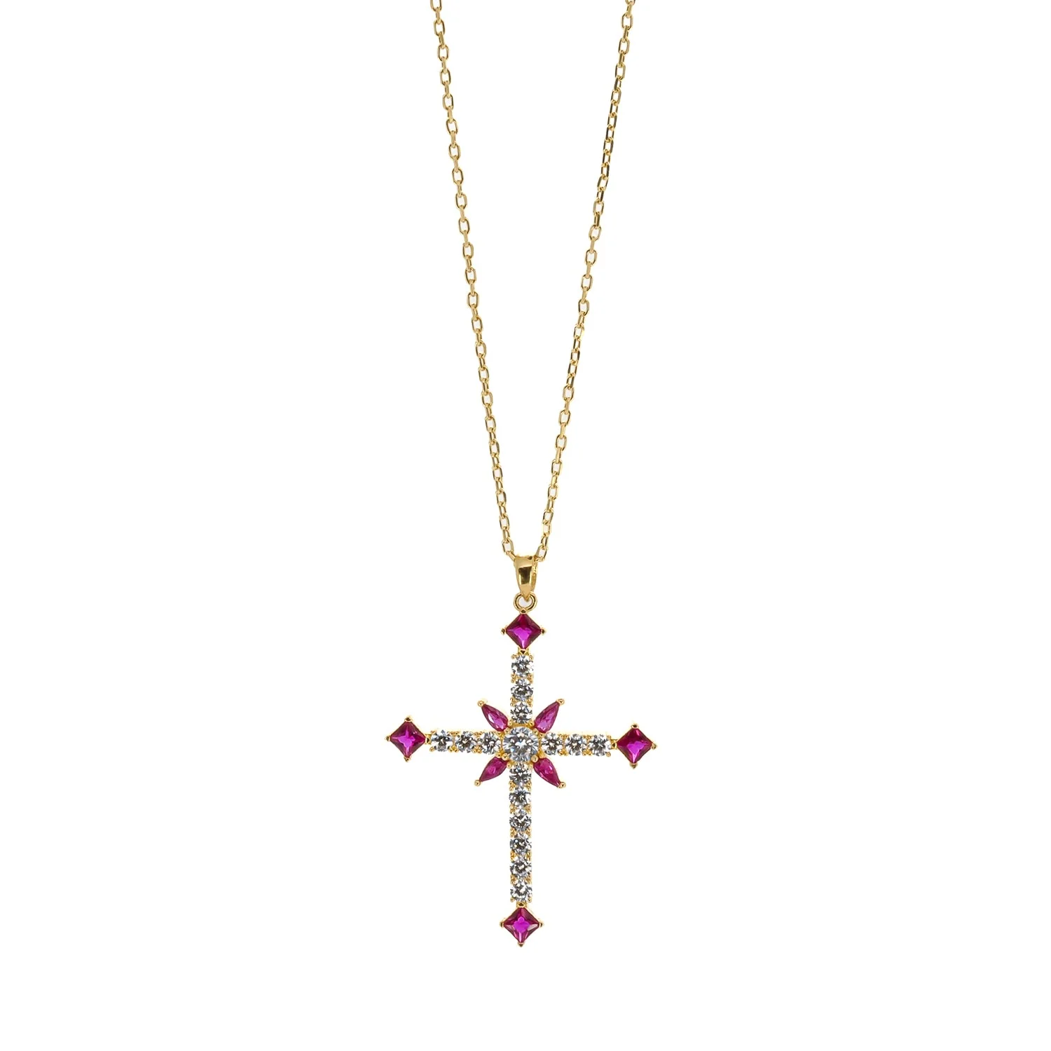 Ruby Cross Necklace - Image 3