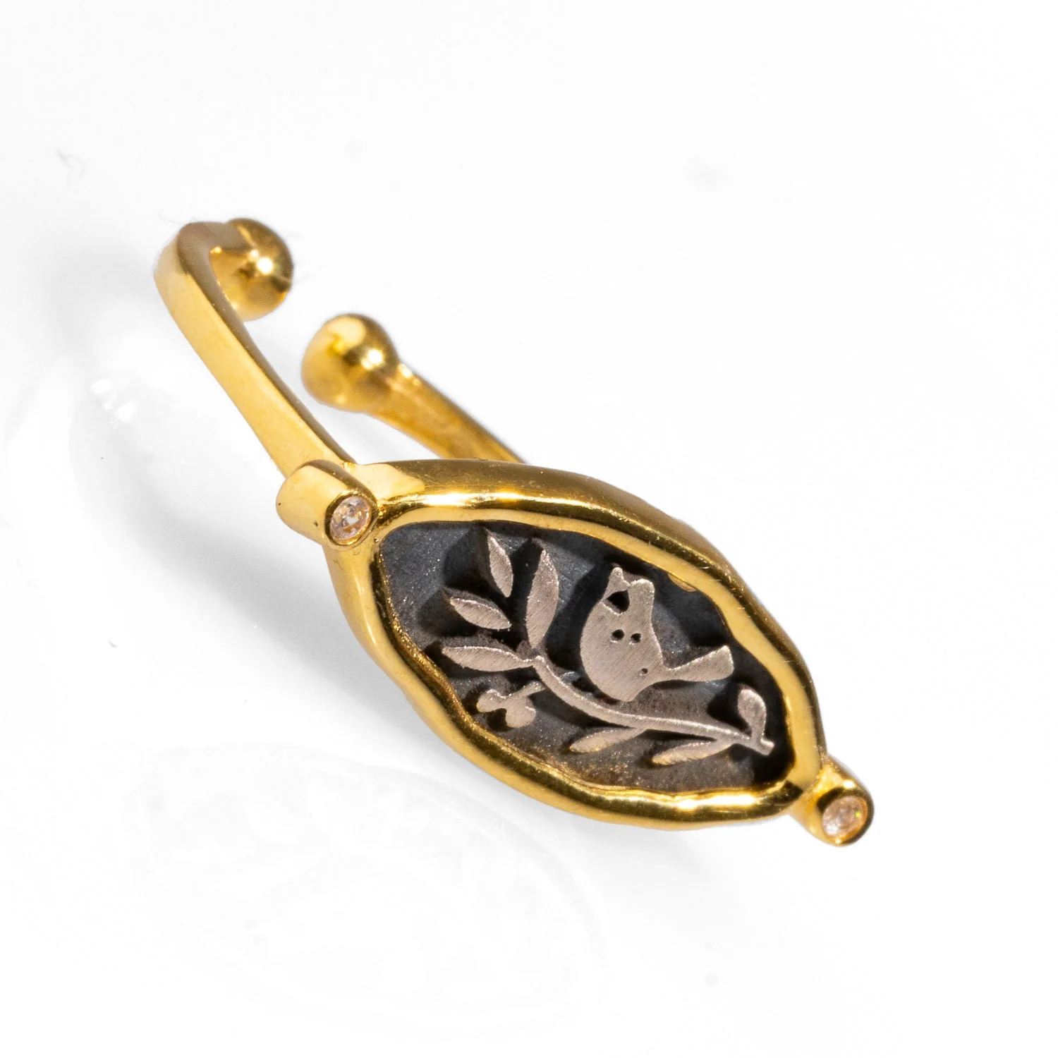 Spiritual Bird Olive Leaf Adjustable Ring - Image 3