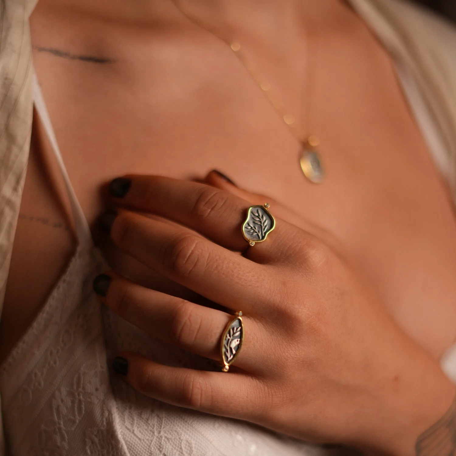 Spiritual Bird Olive Leaf Adjustable Ring - Image 4