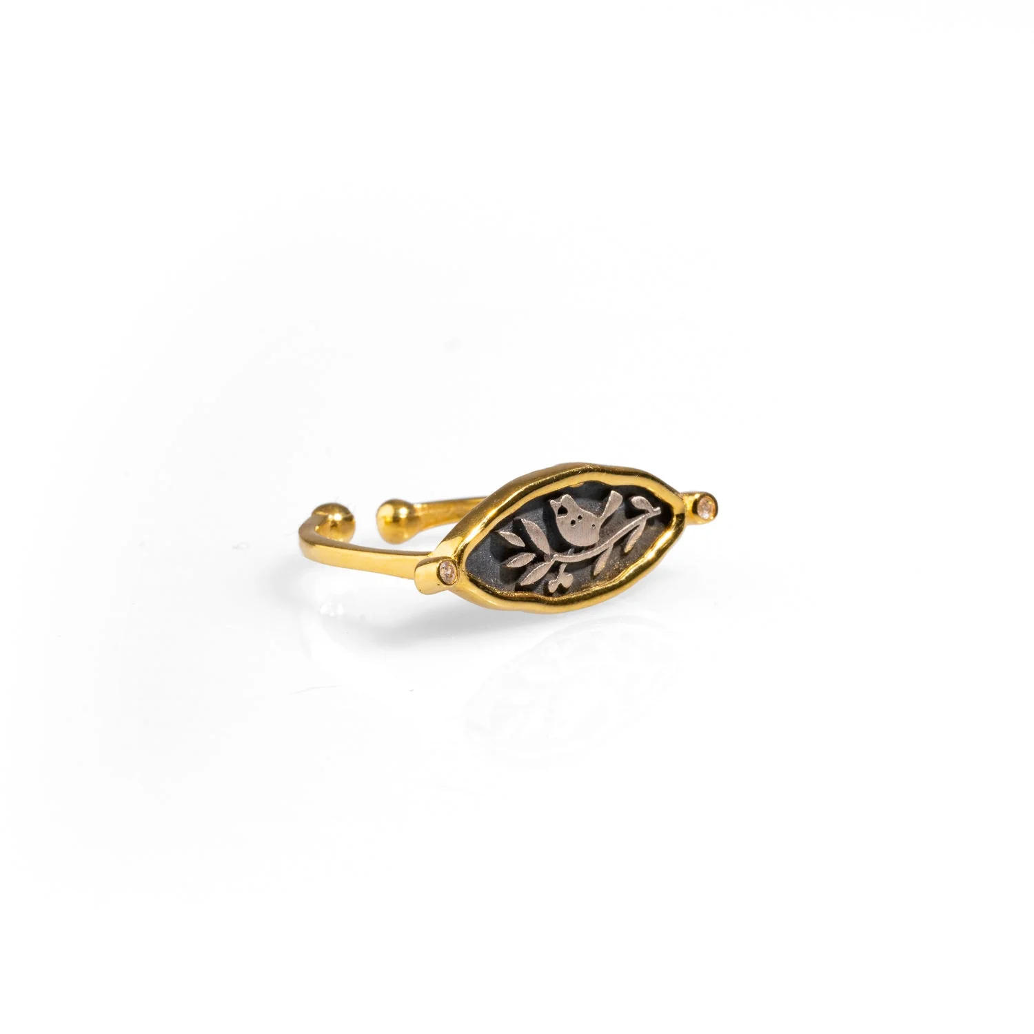 Spiritual Bird Olive Leaf Adjustable Ring - Image 5