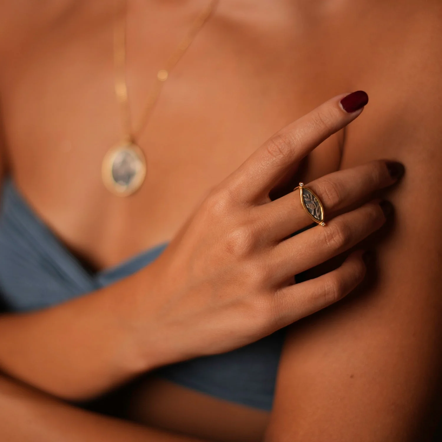 Spiritual Bird Olive Leaf Adjustable Ring - Image 6