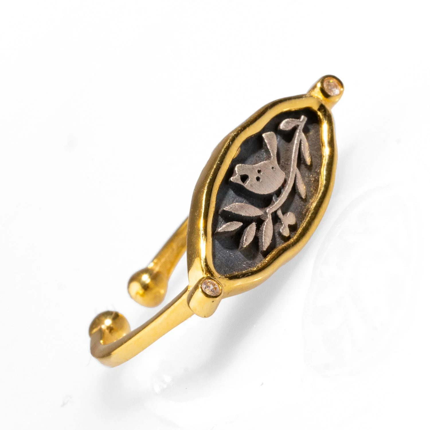 Spiritual Bird Olive Leaf Adjustable Ring - Image 7
