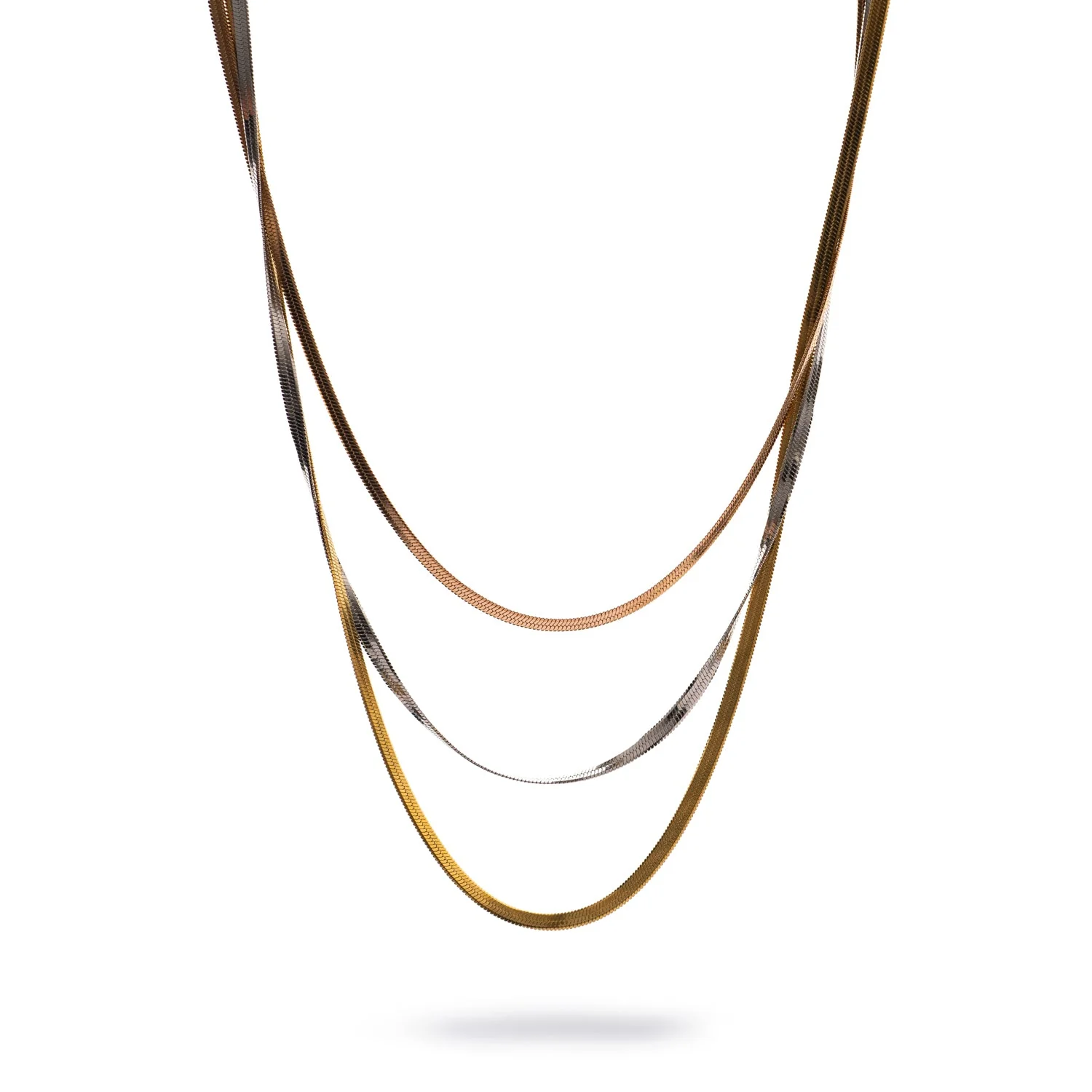 Trio Glow Layered Italian Chain Necklace