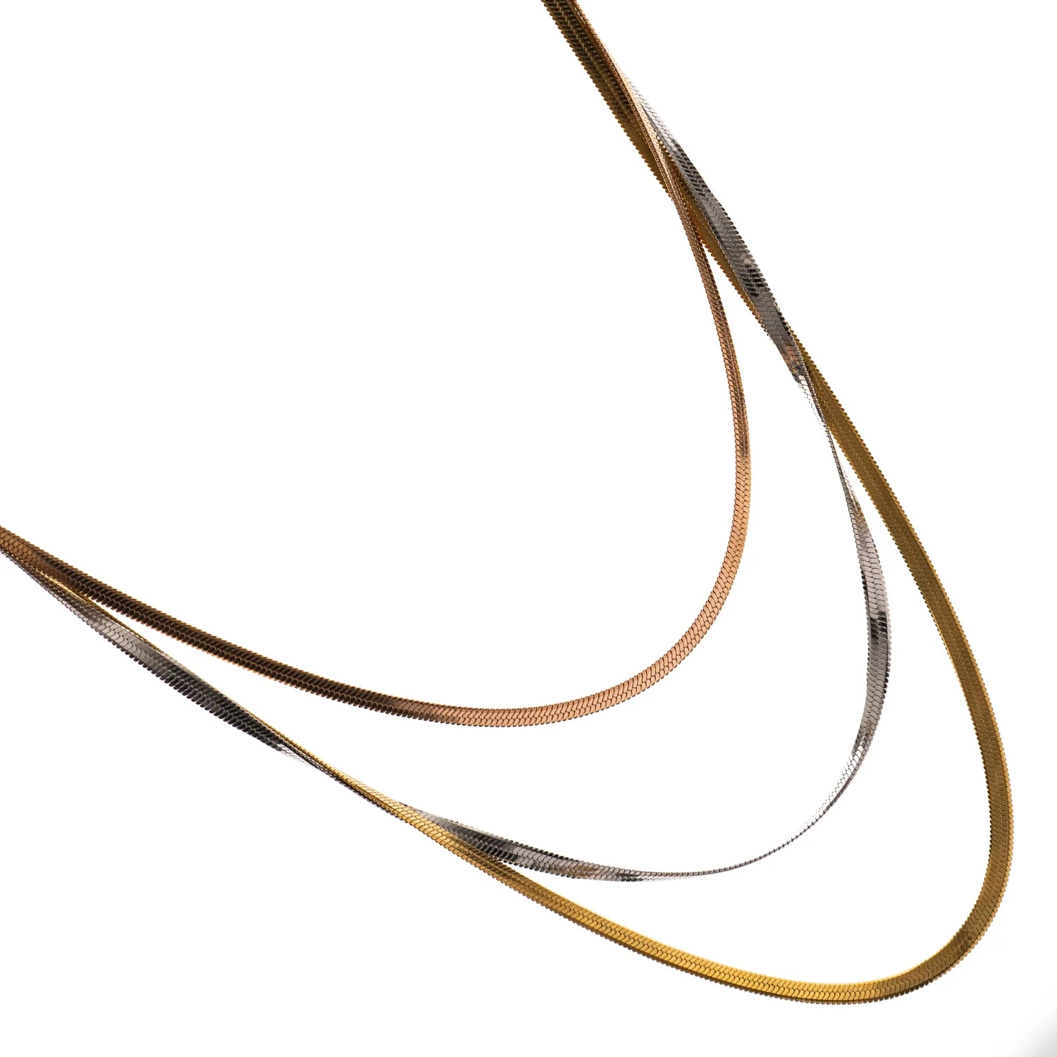 Trio Glow Layered Italian Chain Necklace - Image 3