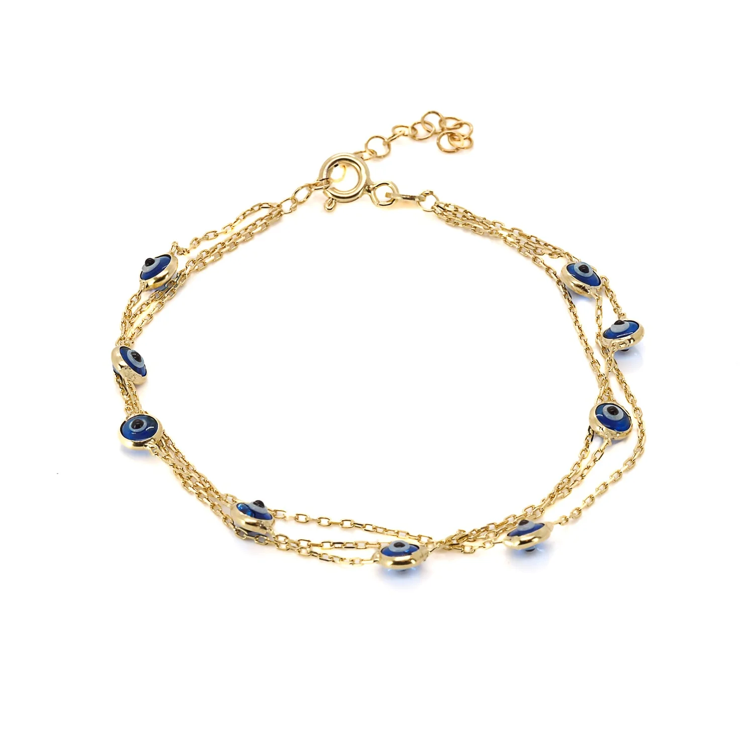 Triple Chain Evil Eye Gold Bracelet