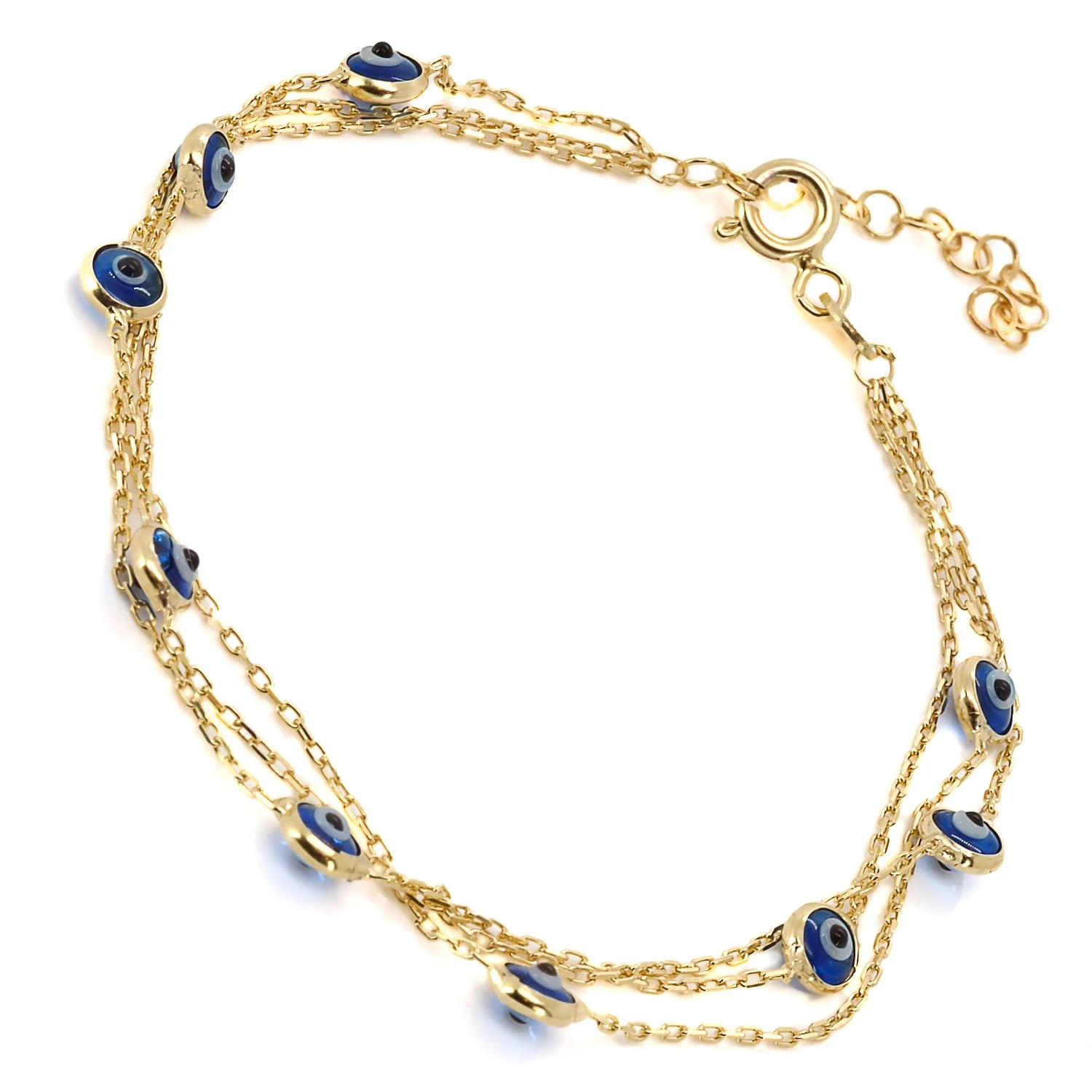Triple Chain Evil Eye Gold Bracelet - Image 3