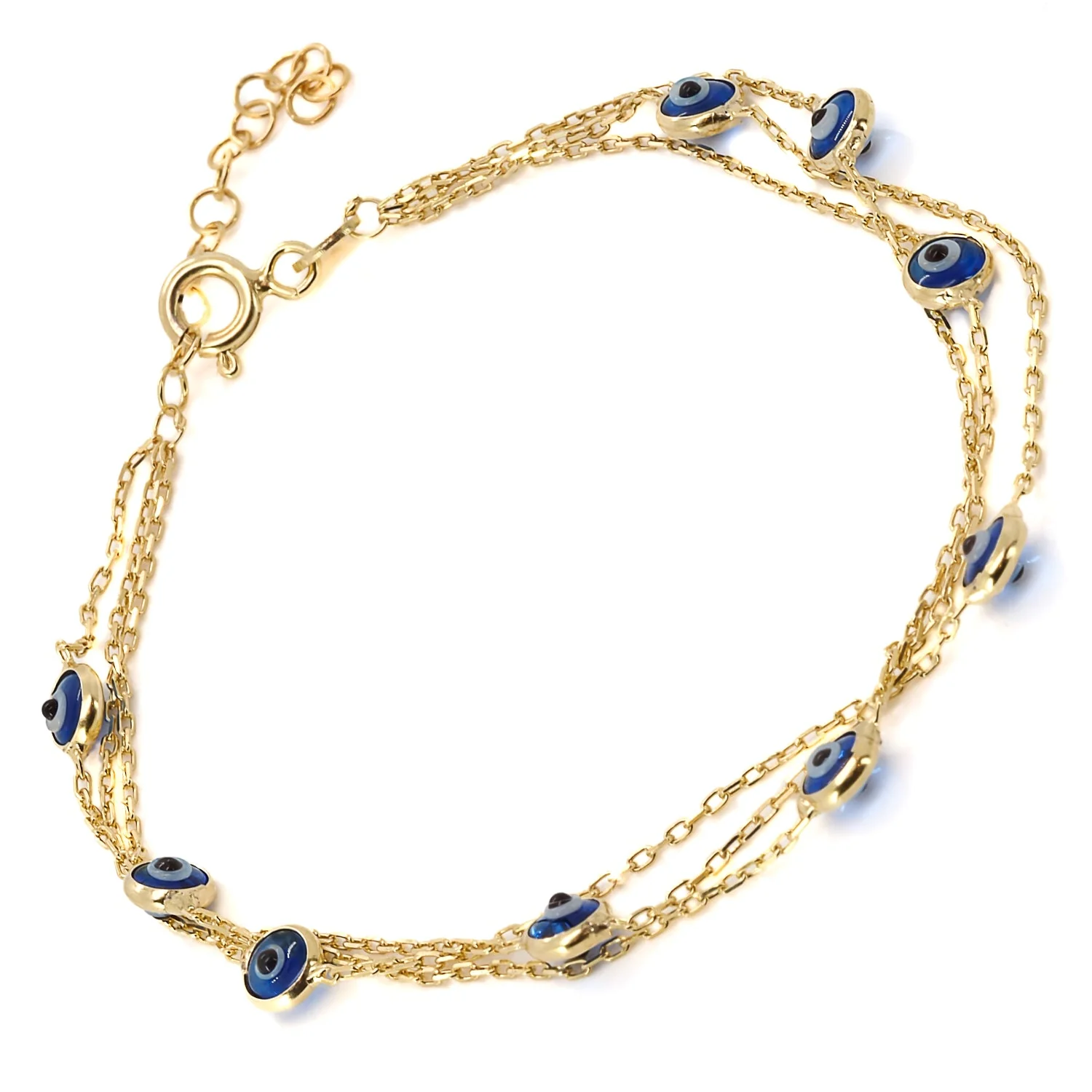 Triple Chain Evil Eye Gold Bracelet - Image 5