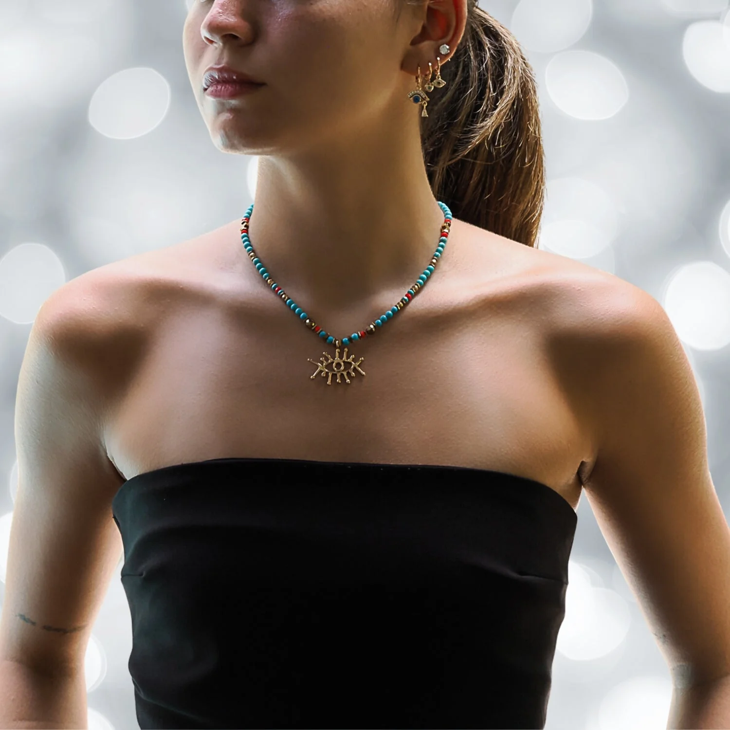 Turquoise Evil Eye Necklace - Image 4