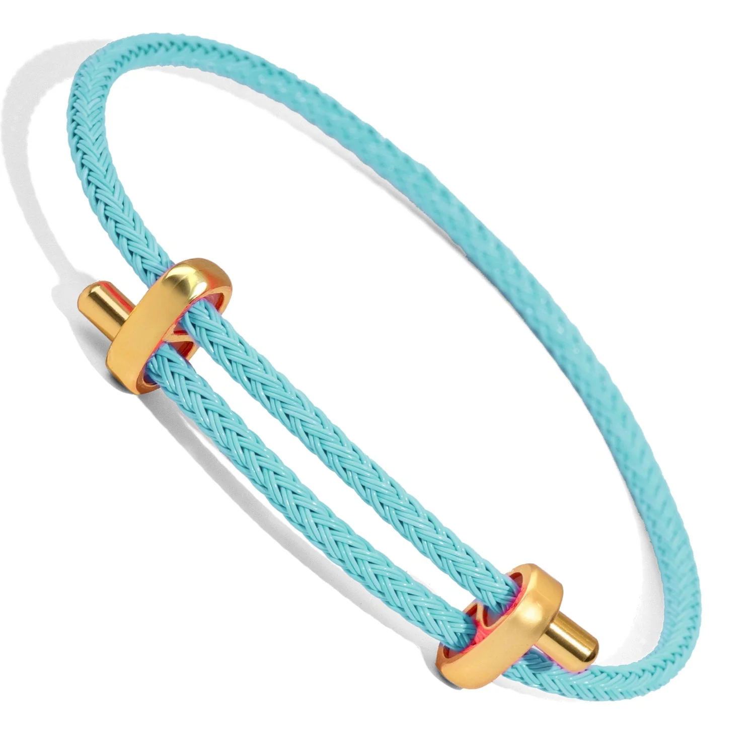 Turquoise Glow Adjustable Gold Rope Bracelet - Image 3