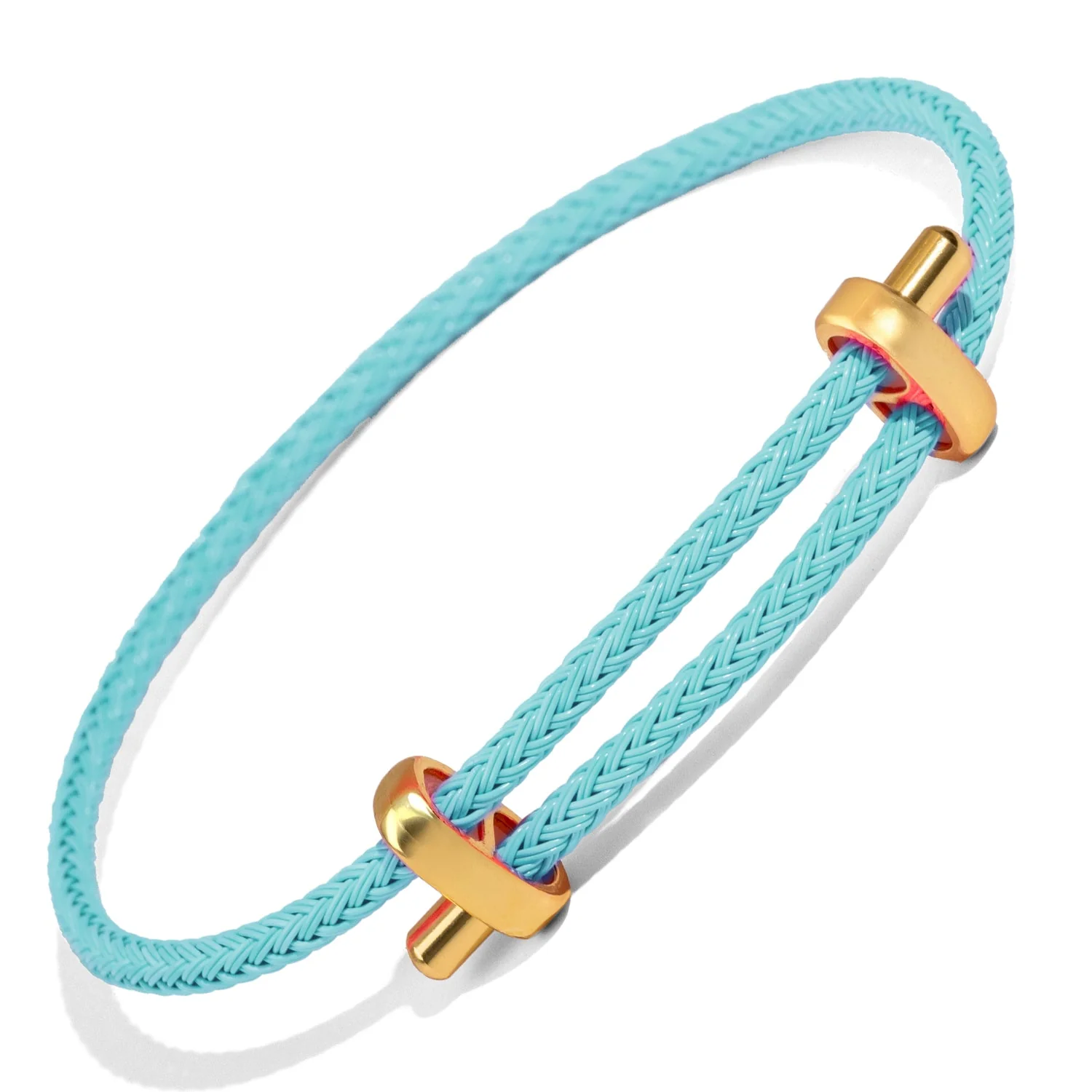 Turquoise Glow Adjustable Gold Rope Bracelet - Image 5