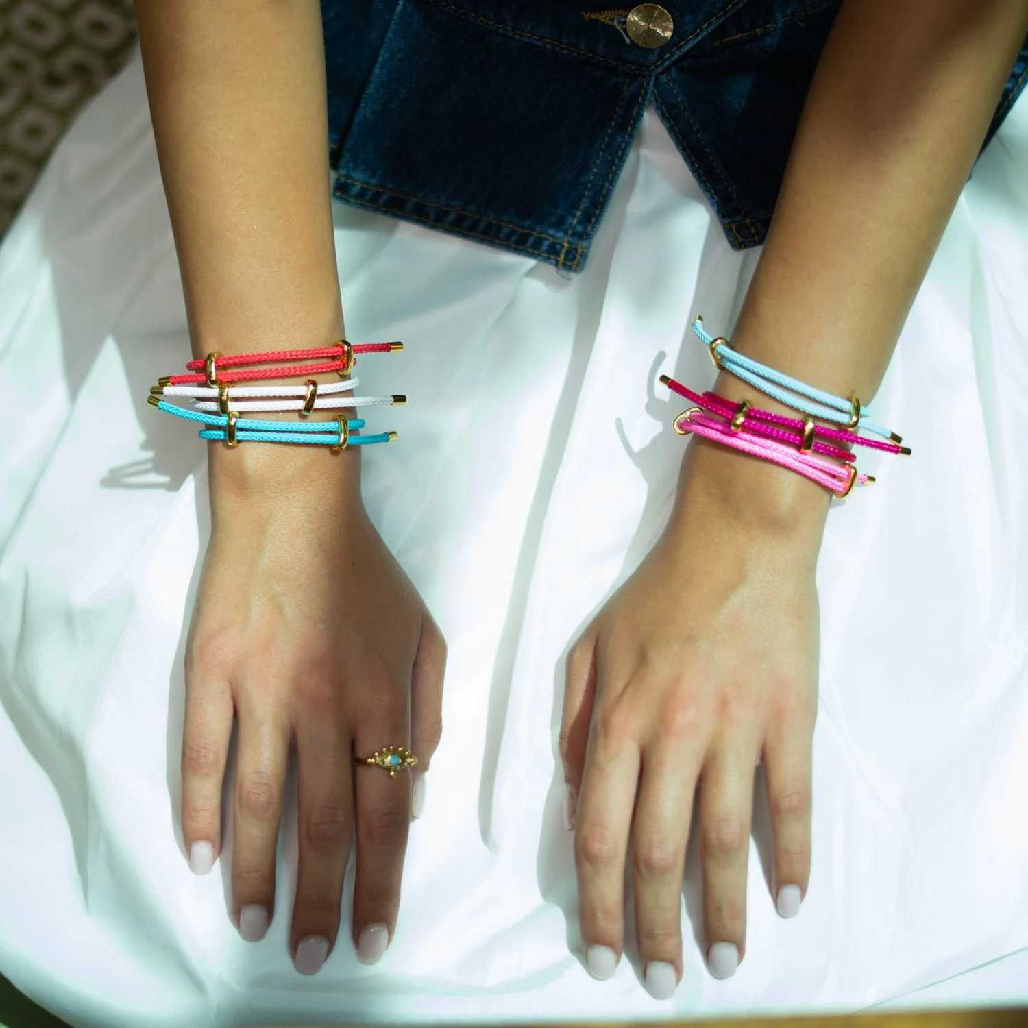 Turquoise Glow Adjustable Gold Rope Bracelet - Image 6