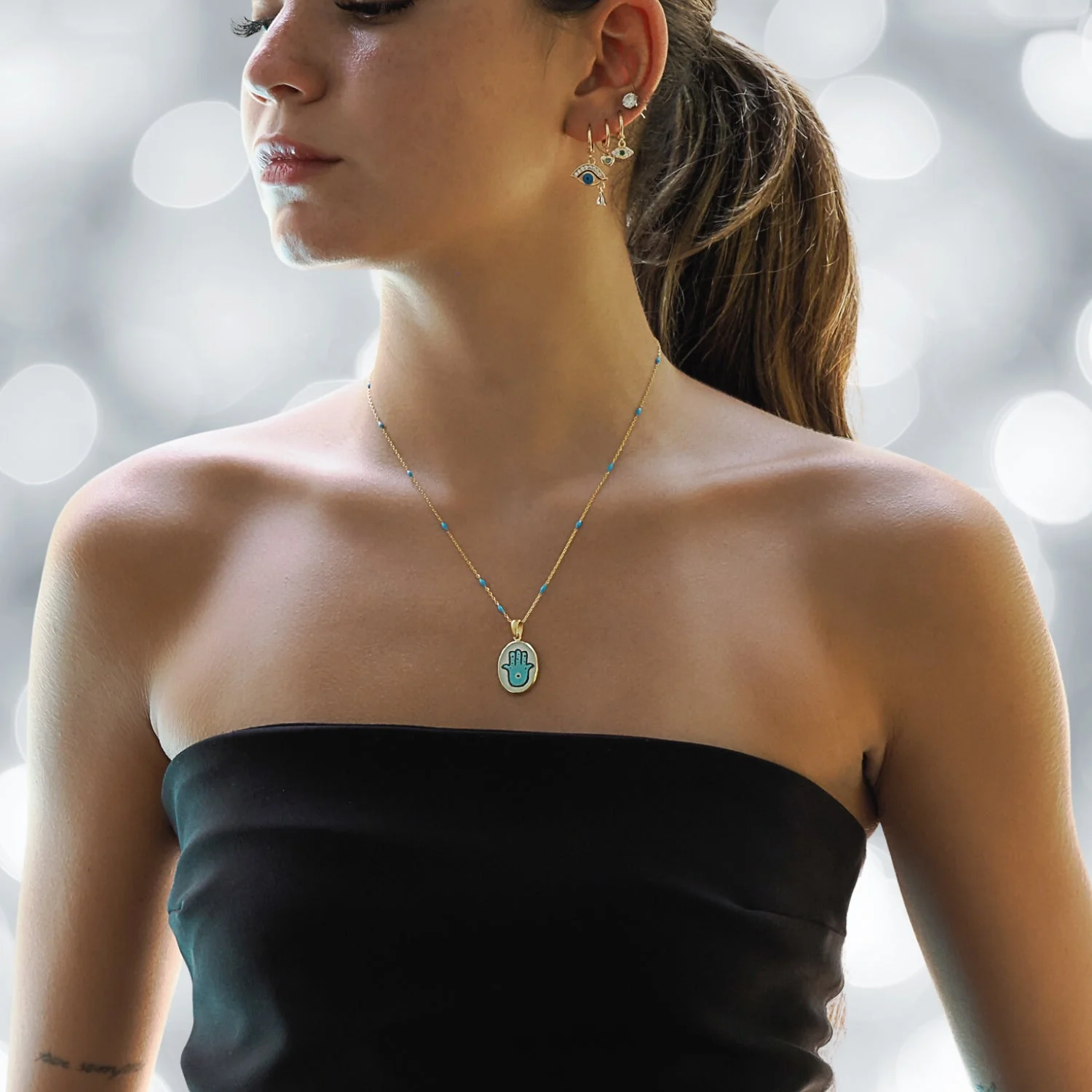 Turquoise Hamsa Necklace - Image 2
