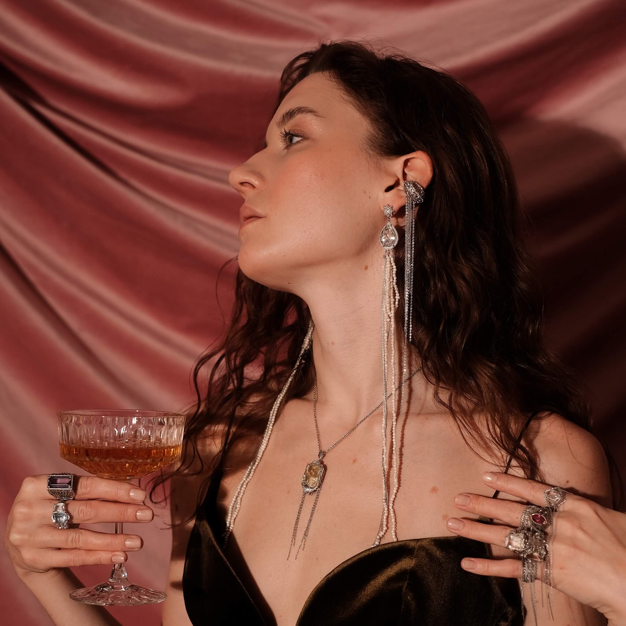 Greatness Gone Earcuff with Chains | Blue Topaz - Image 3