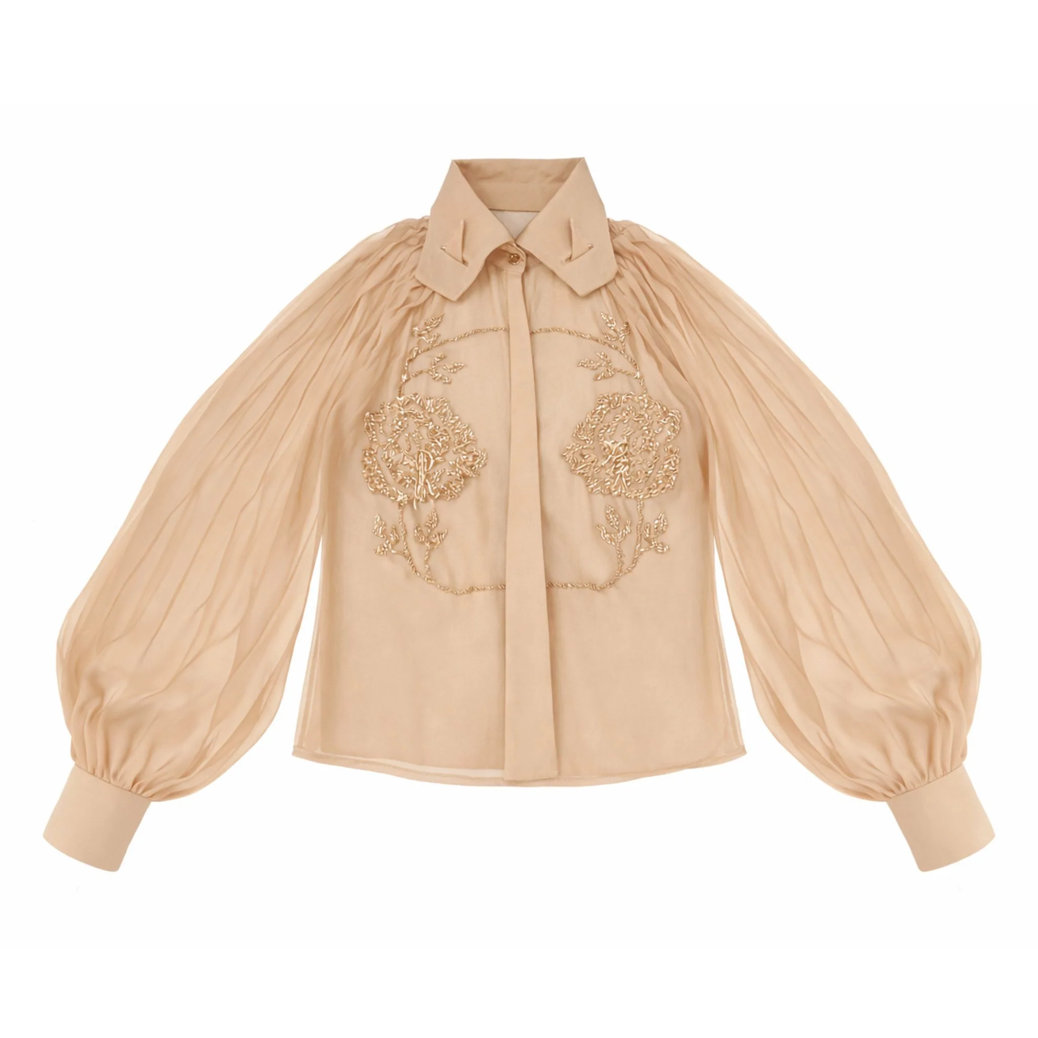 Embroidered Rose Shirt | Beige