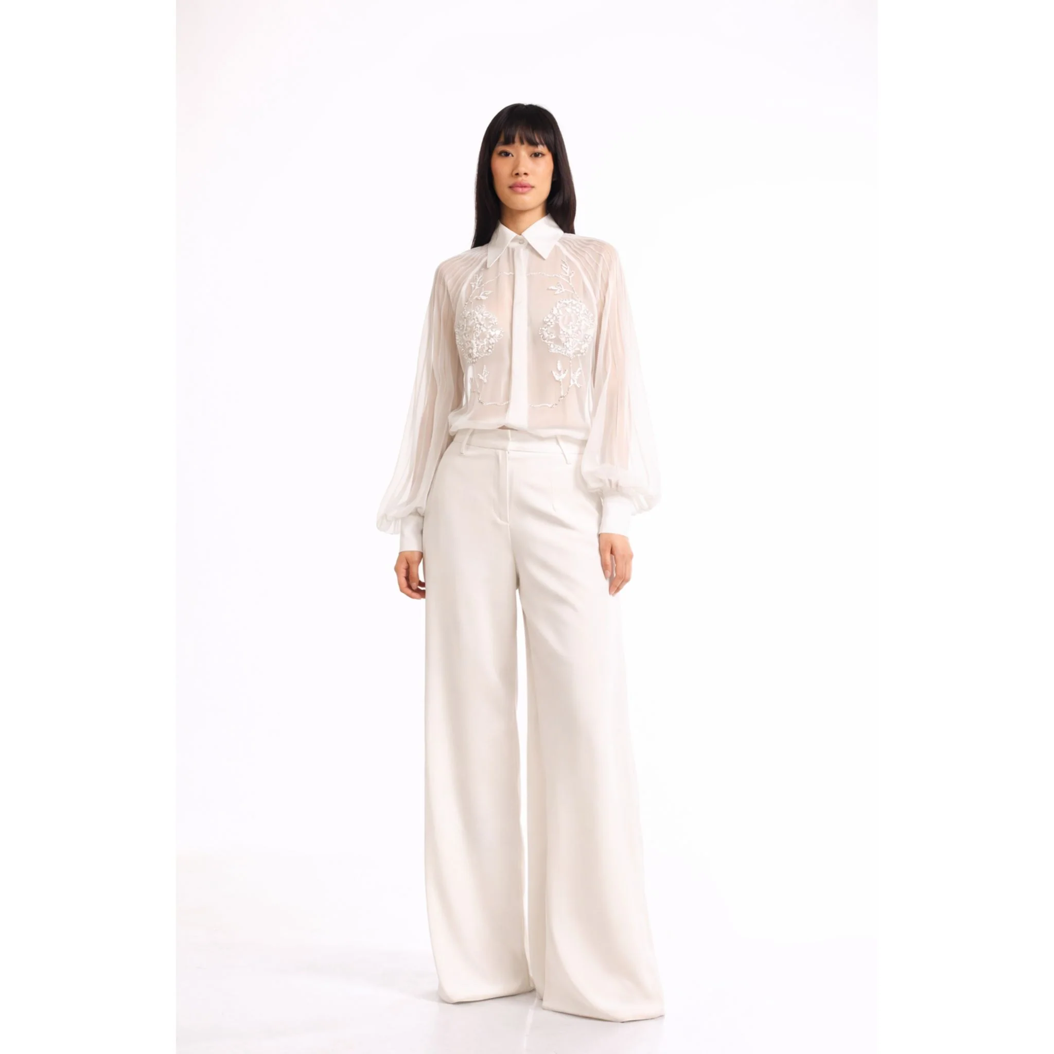 Embroidered Rose Shirt  | White - Image 2
