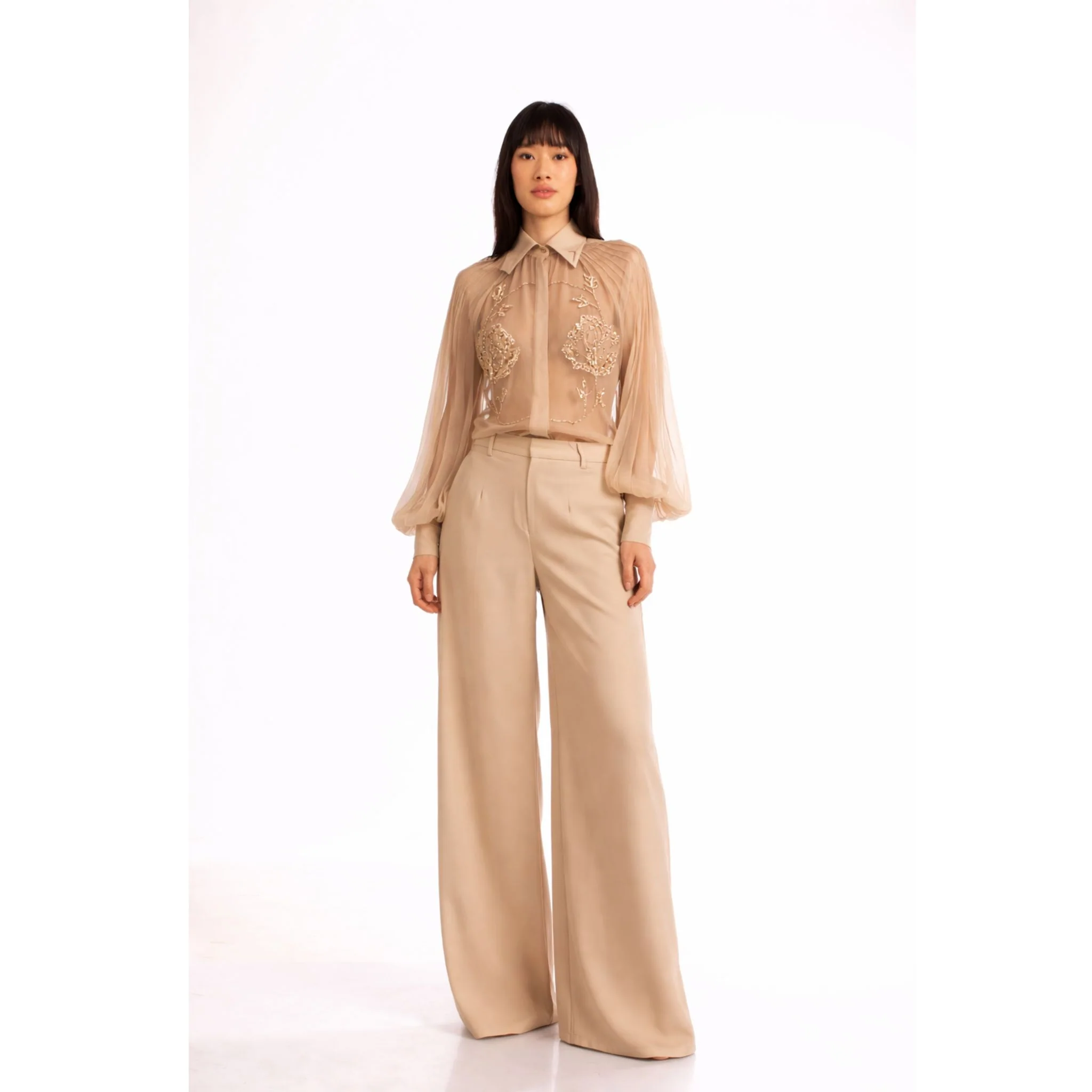 Flared Trousers | Beige - Image 2