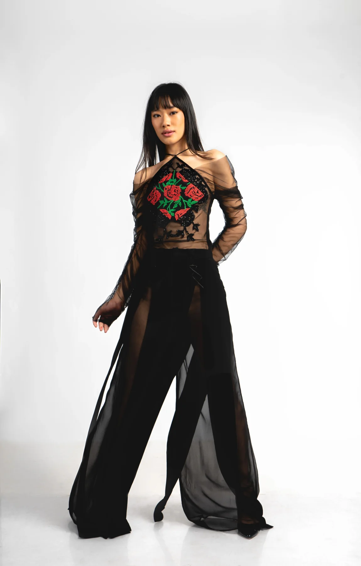 Paneled Flare Trousers - Image 2