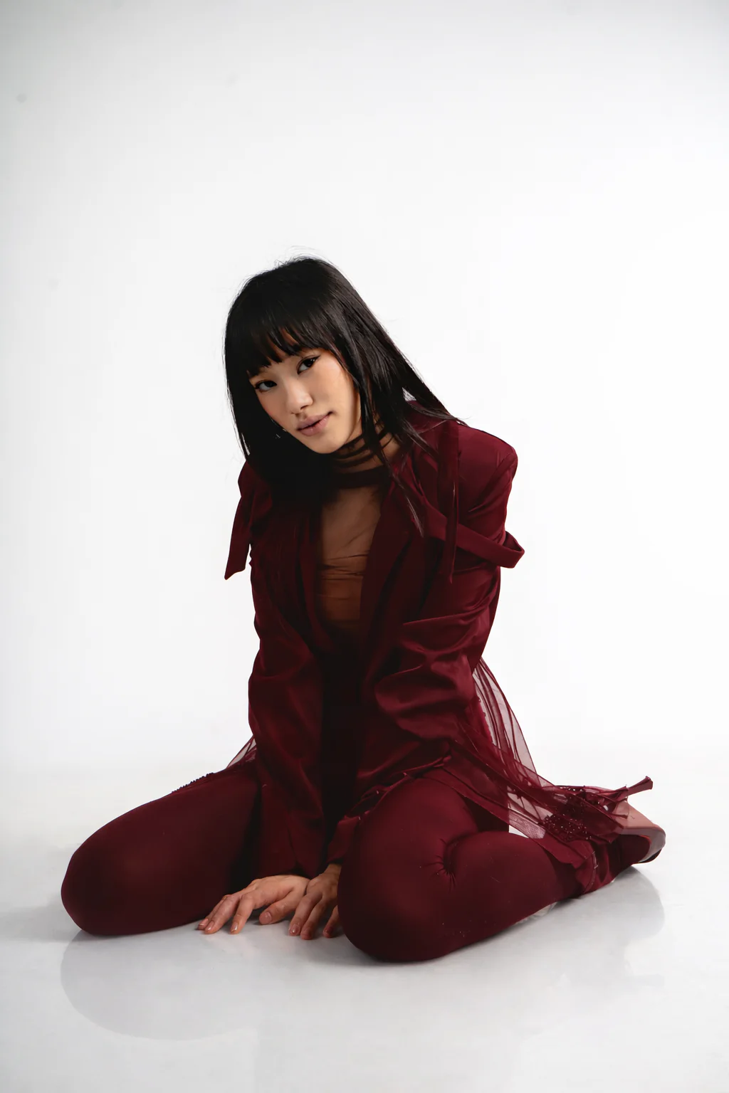 Peplum Style Jacket | Burgundy - Image 2