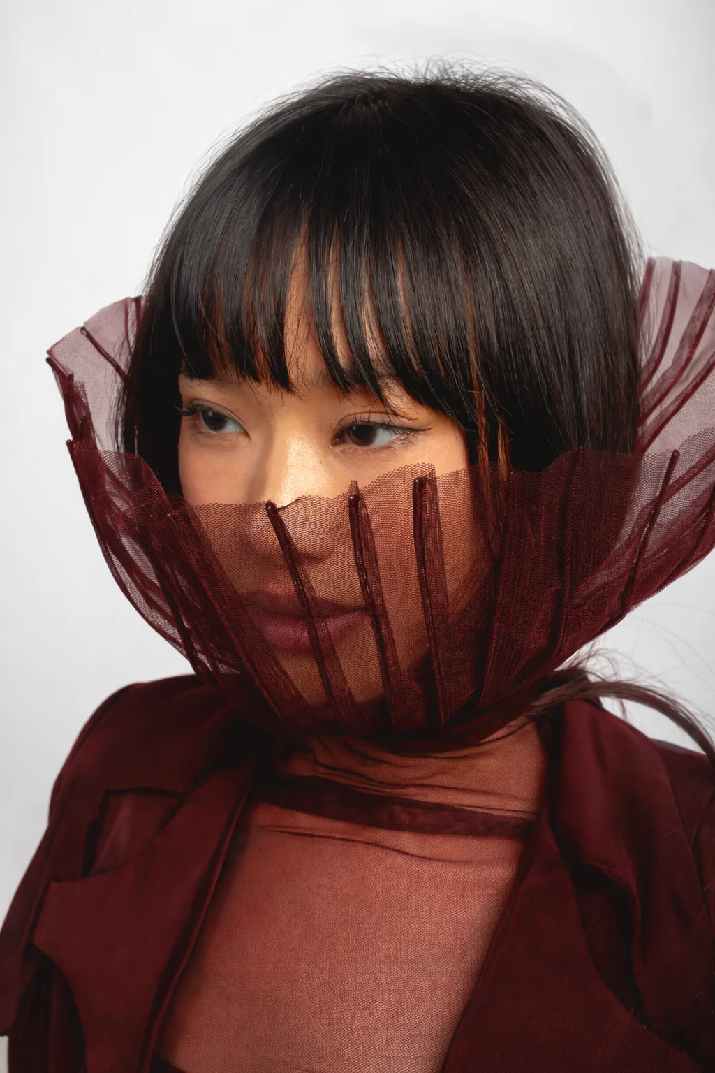 Peplum Style Jacket | Burgundy - Image 3
