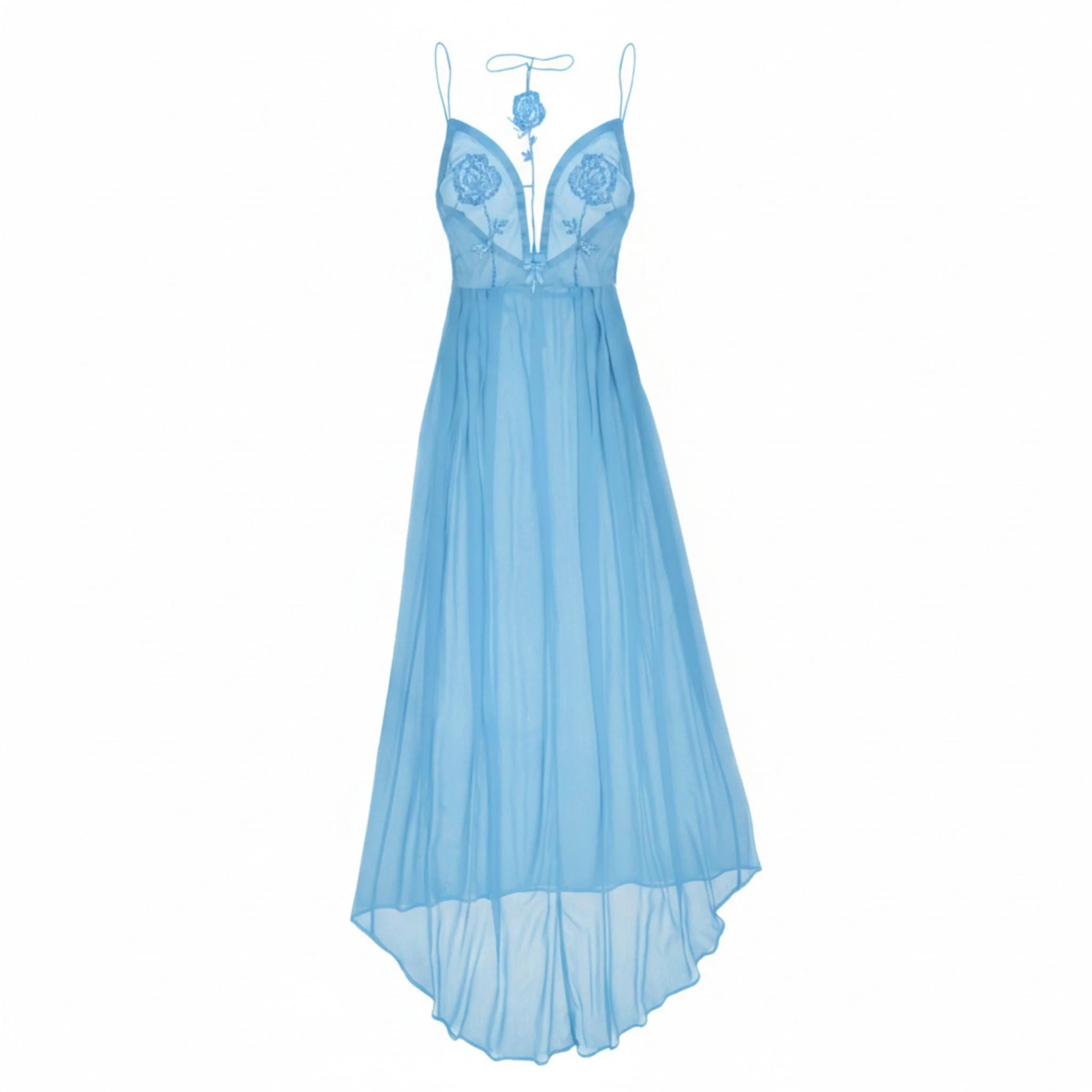 Rose Embroidered Maxi Dress | Blue