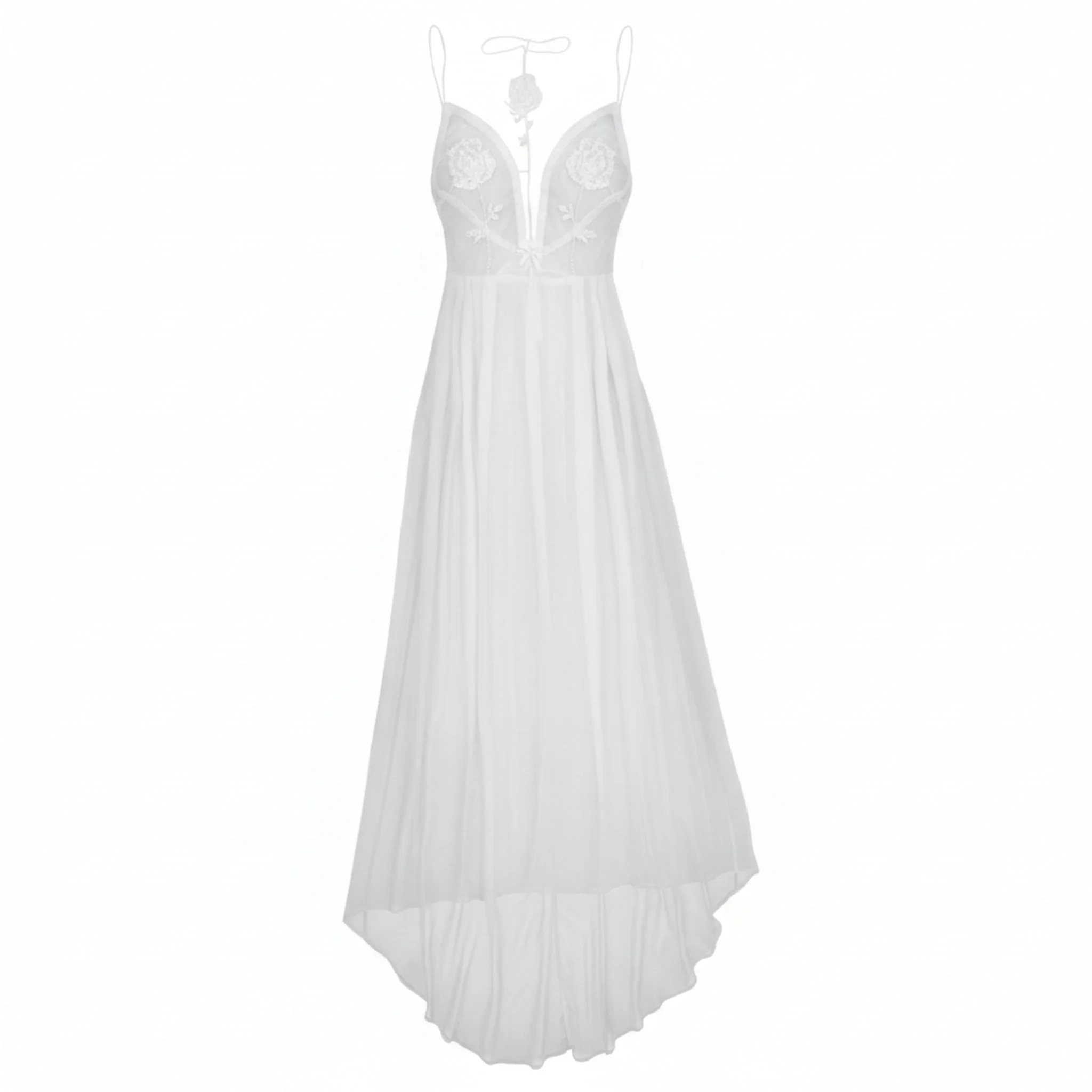 Rose Embroidered Maxi Dress | White