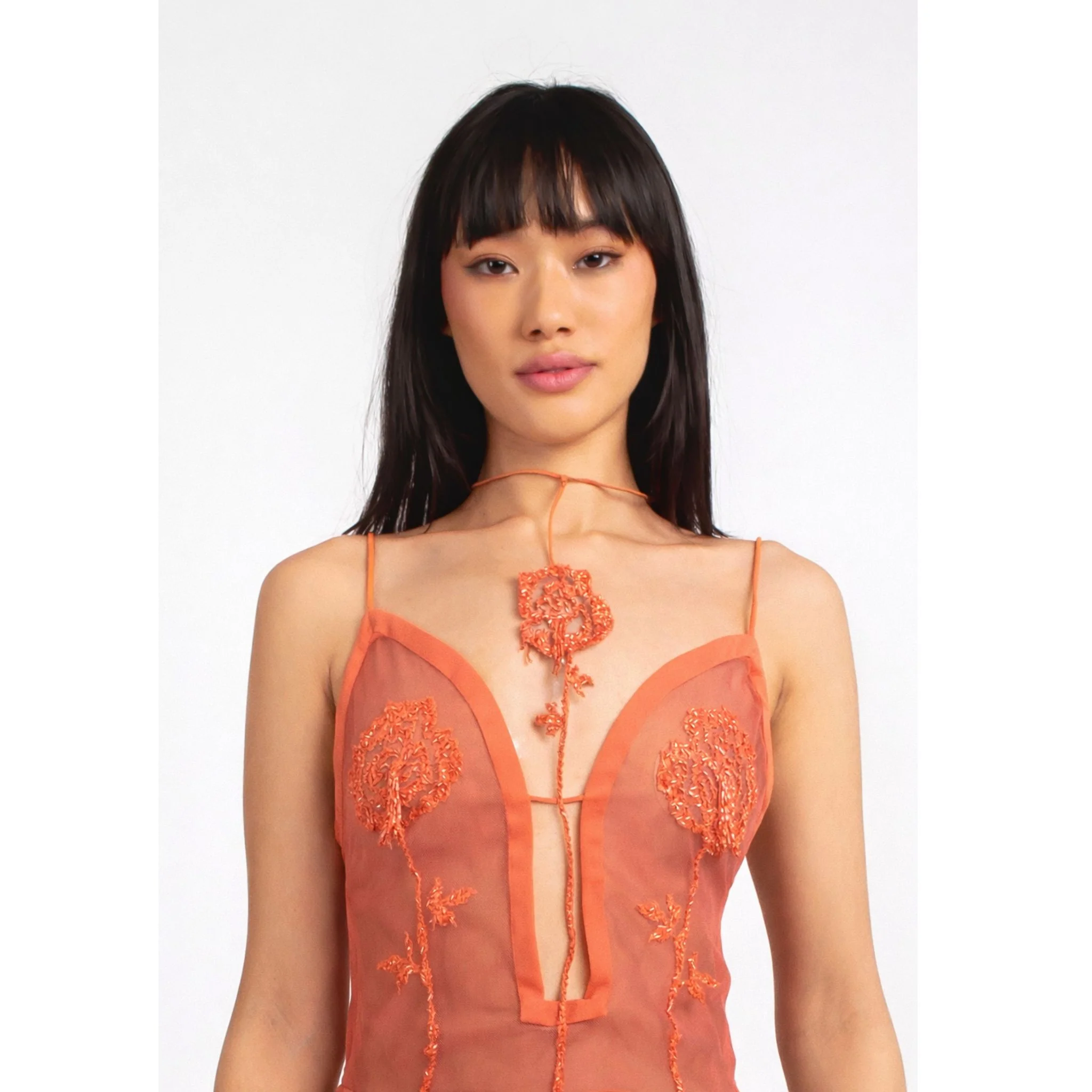 Rose Sheer Top | Orange - Image 2