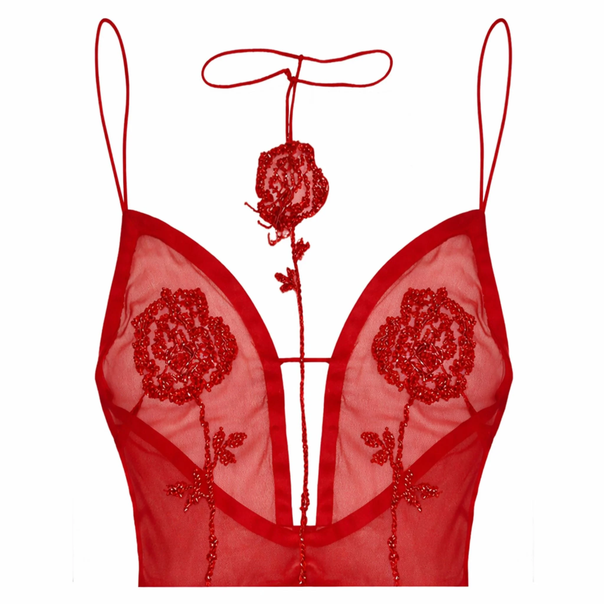 Rose Sheer Top | Red
