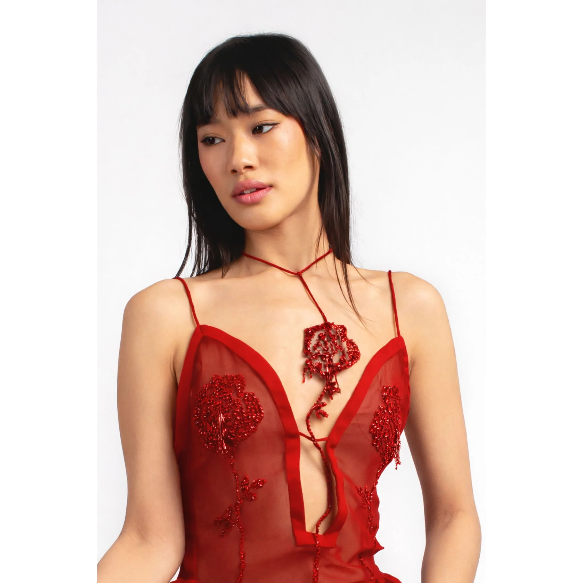 Rose Sheer Top | Red - Image 2