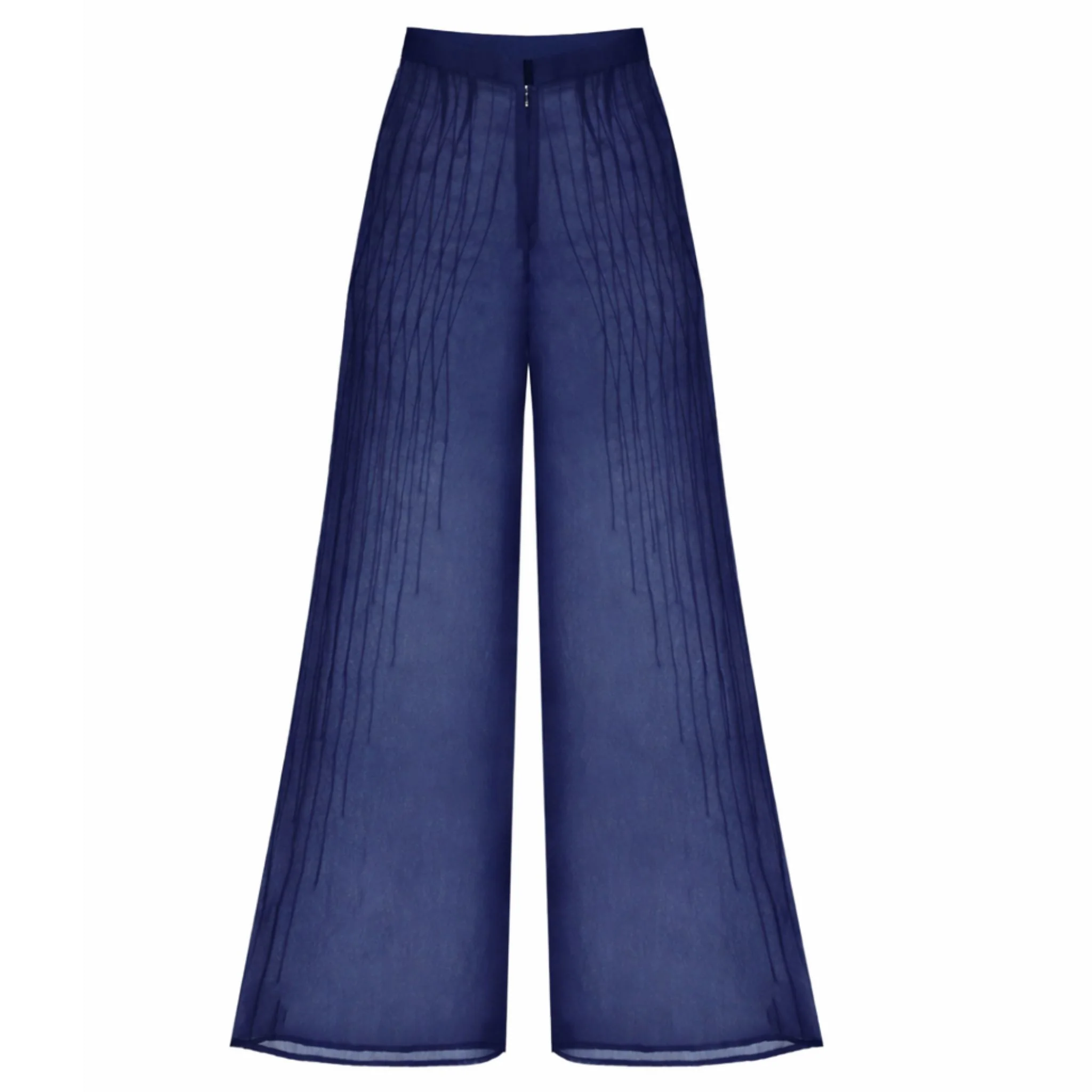 Sheer Pin Tuck Trousers | Blue