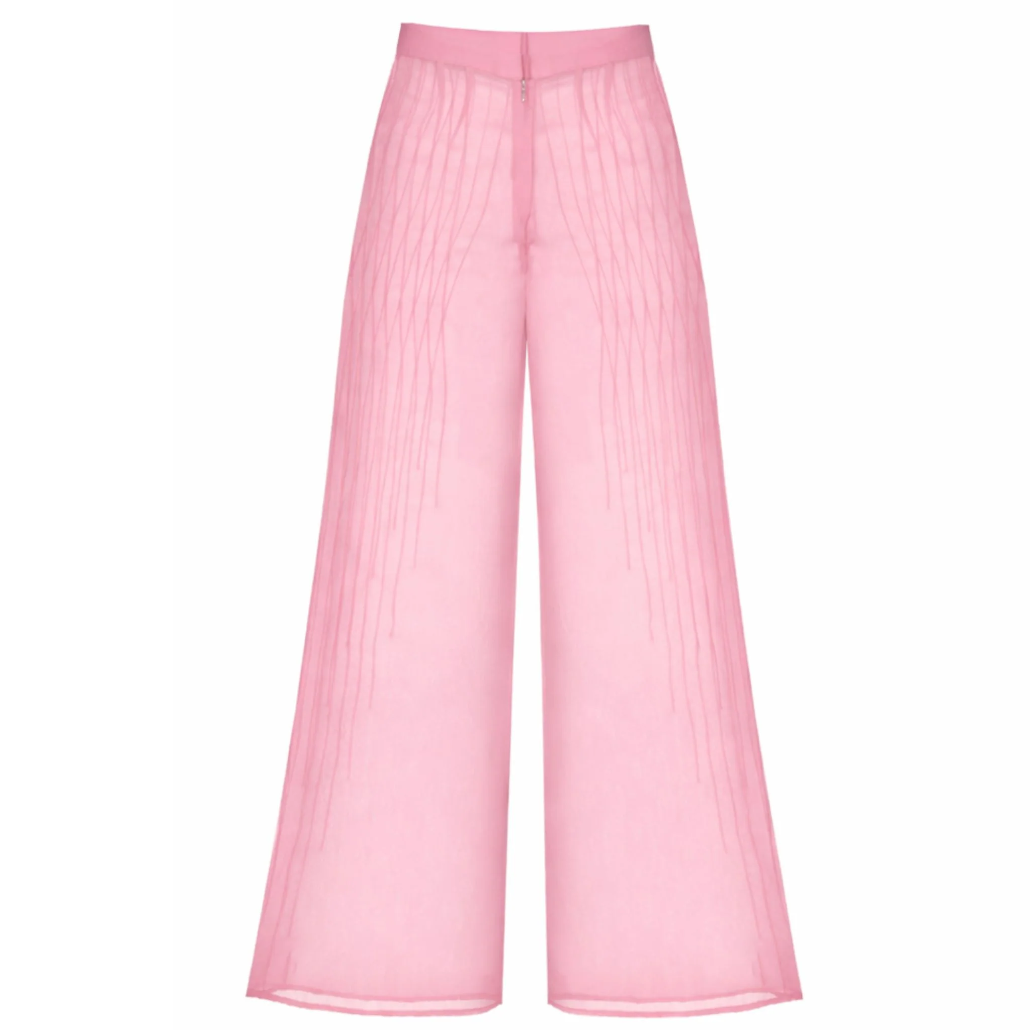 Sheer Pin Tuck Trousers | Pink